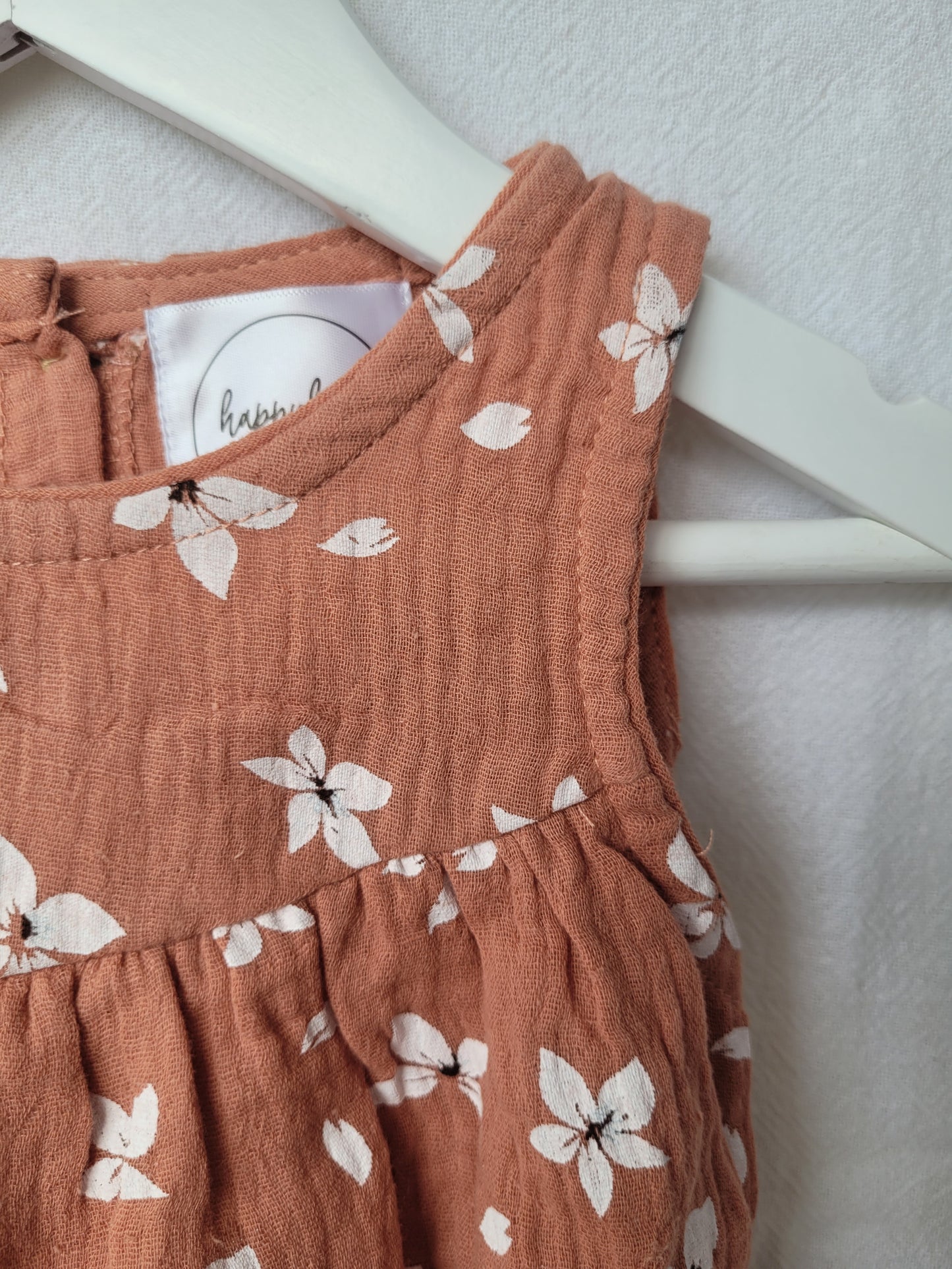 Cotton muslin romper white flowers