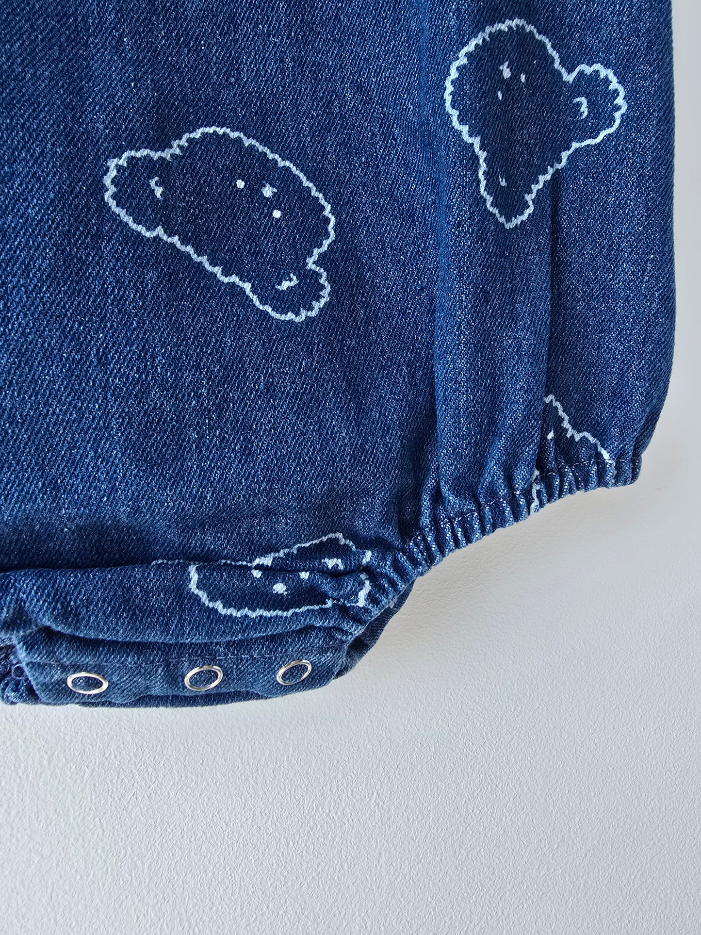 Blue denim teddy romper