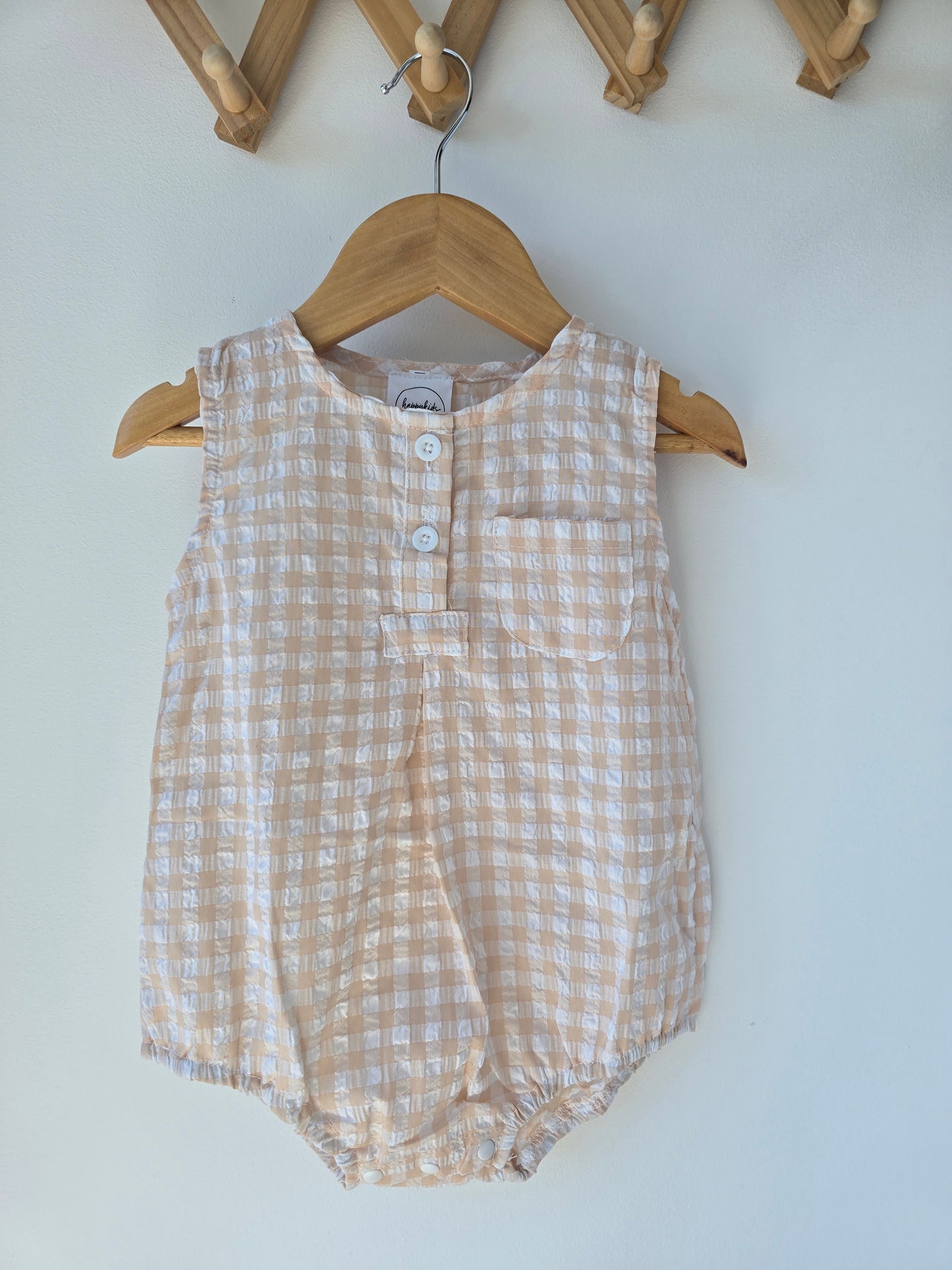 Apricot gingham summer romper