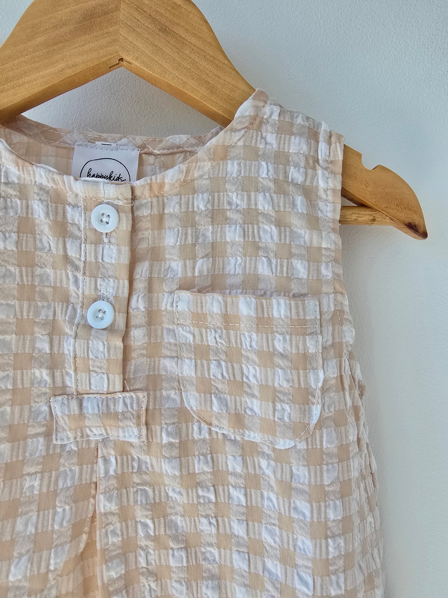 Apricot gingham summer romper