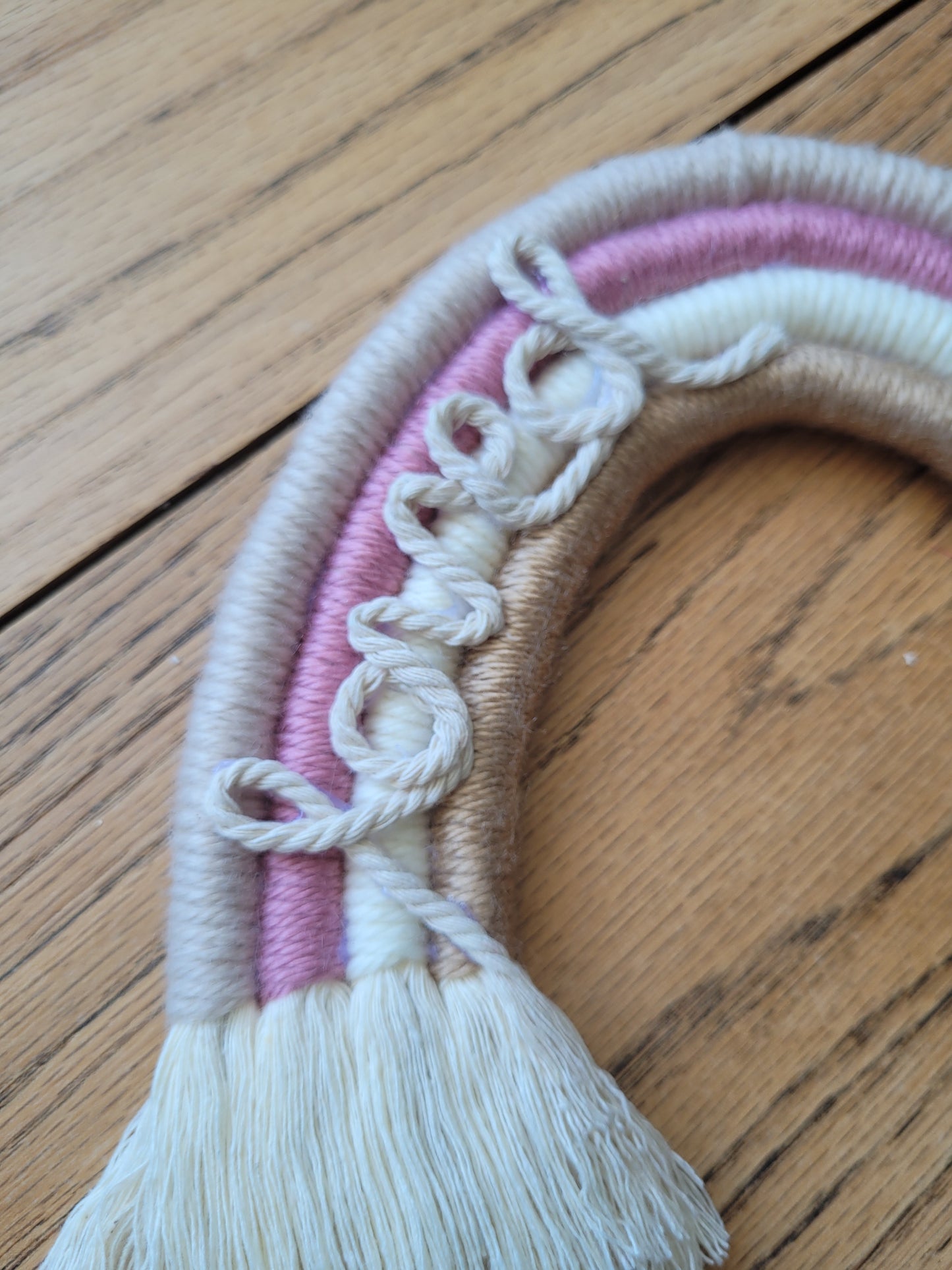 Handmade rainbow pink and beige