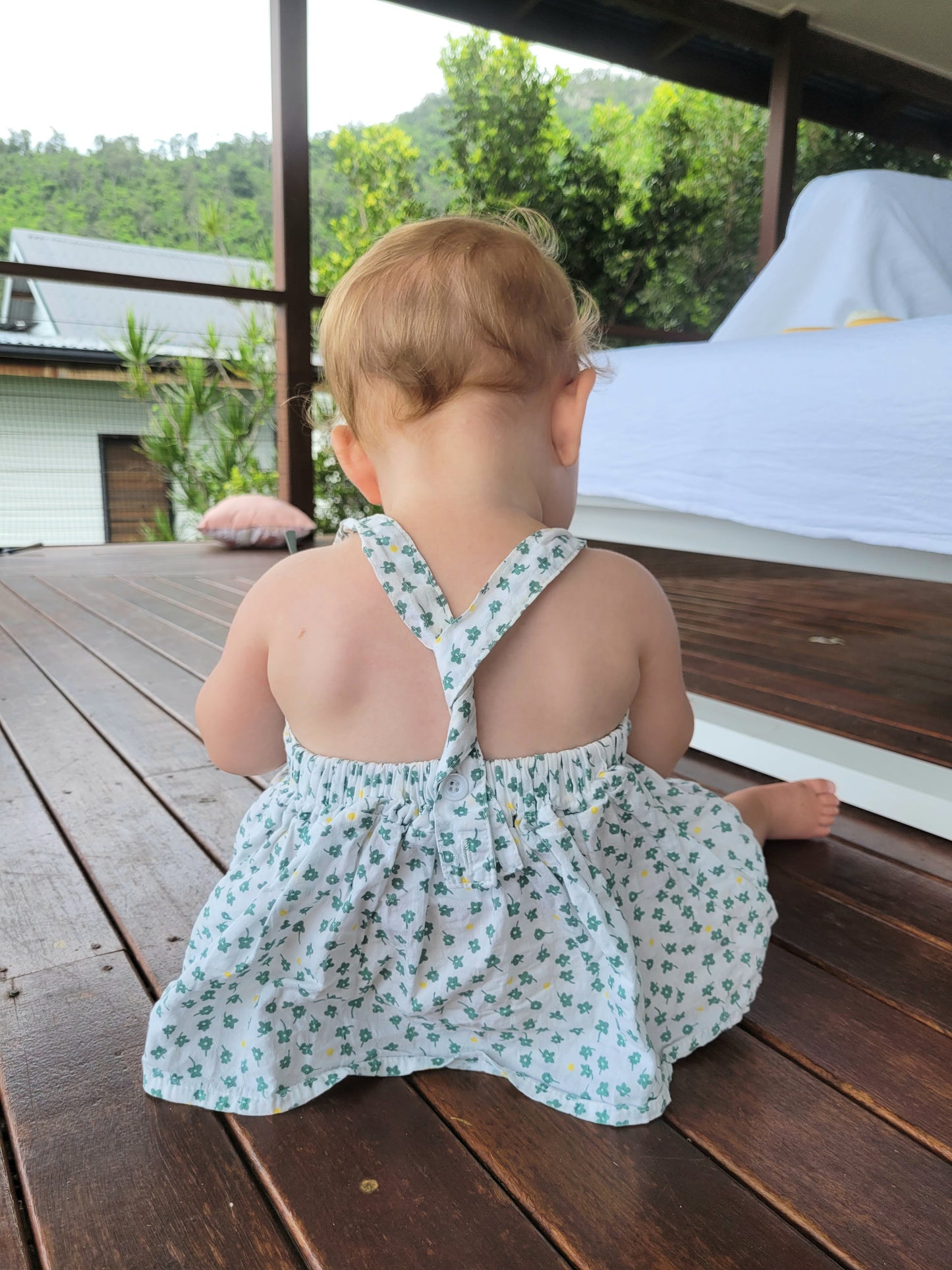 Little green flower top and bloomer set