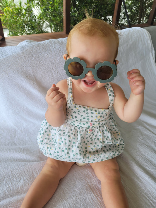 Little green flower top and bloomer set