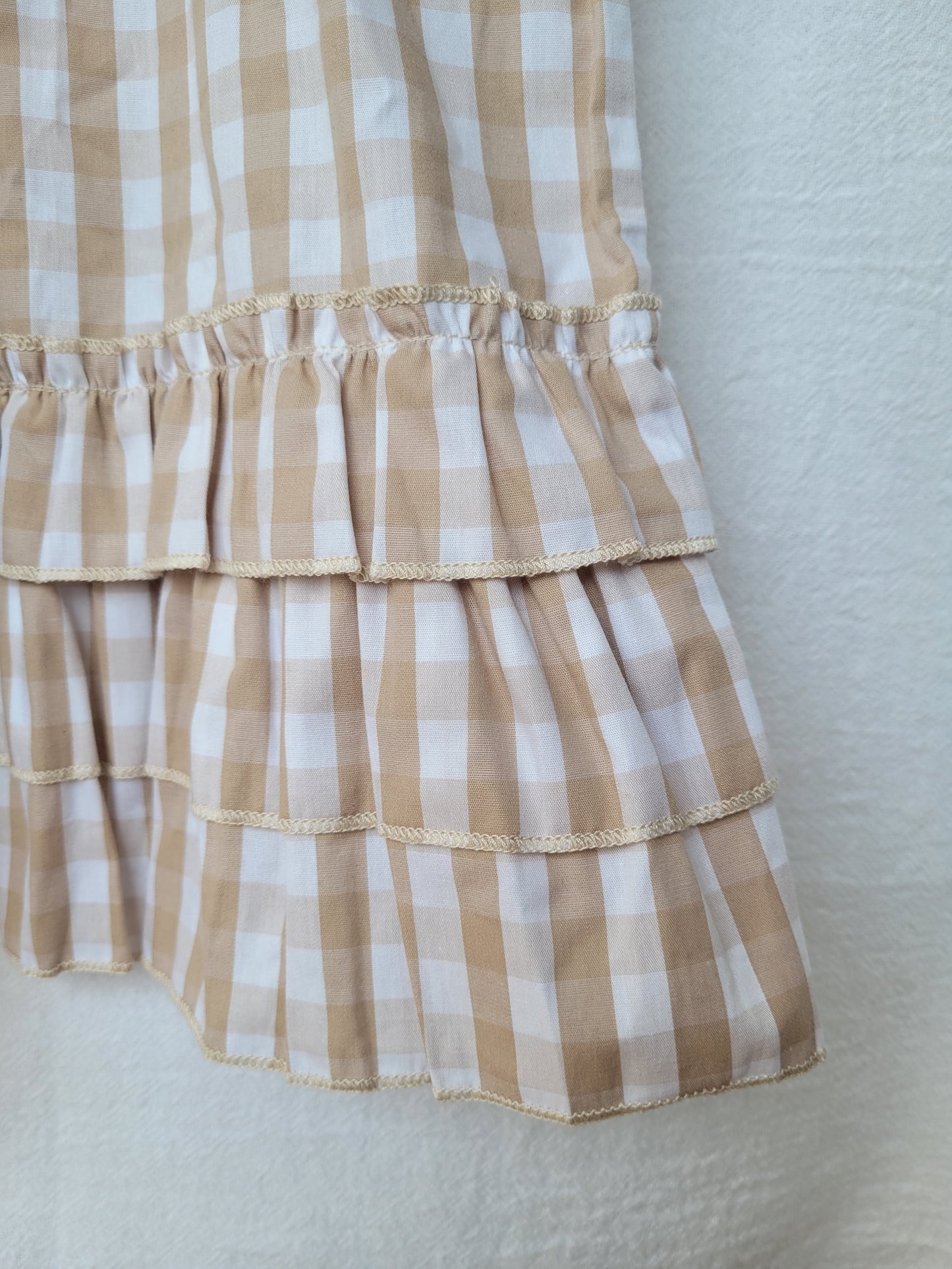 Longleeve Gingham dress beige/white