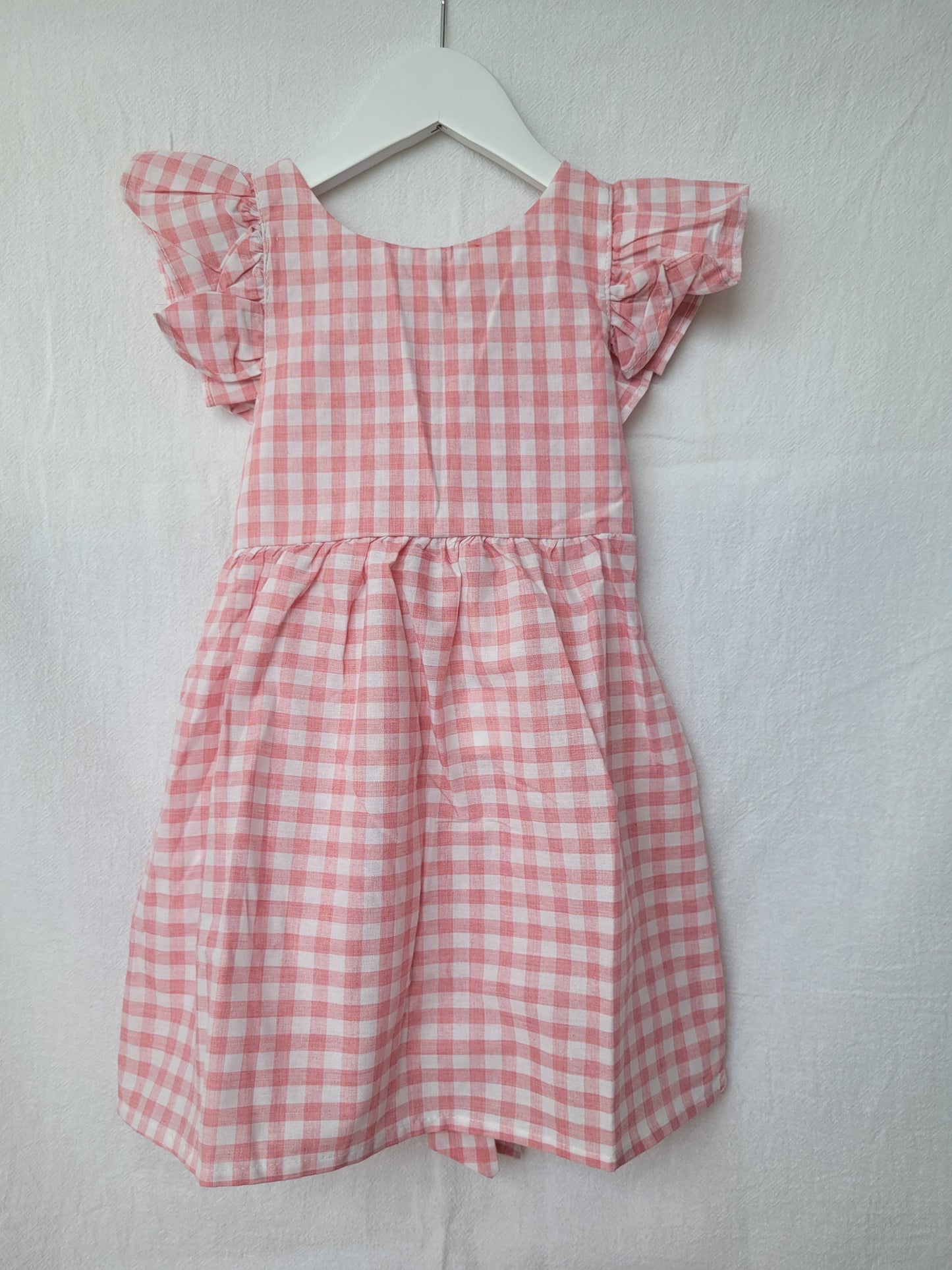 Gingham dress pink and white