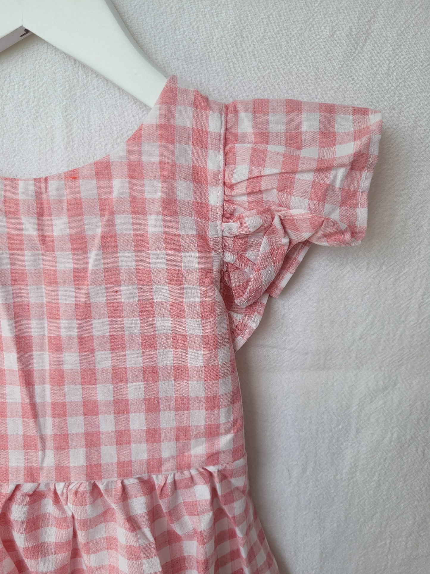 Gingham dress pink and white