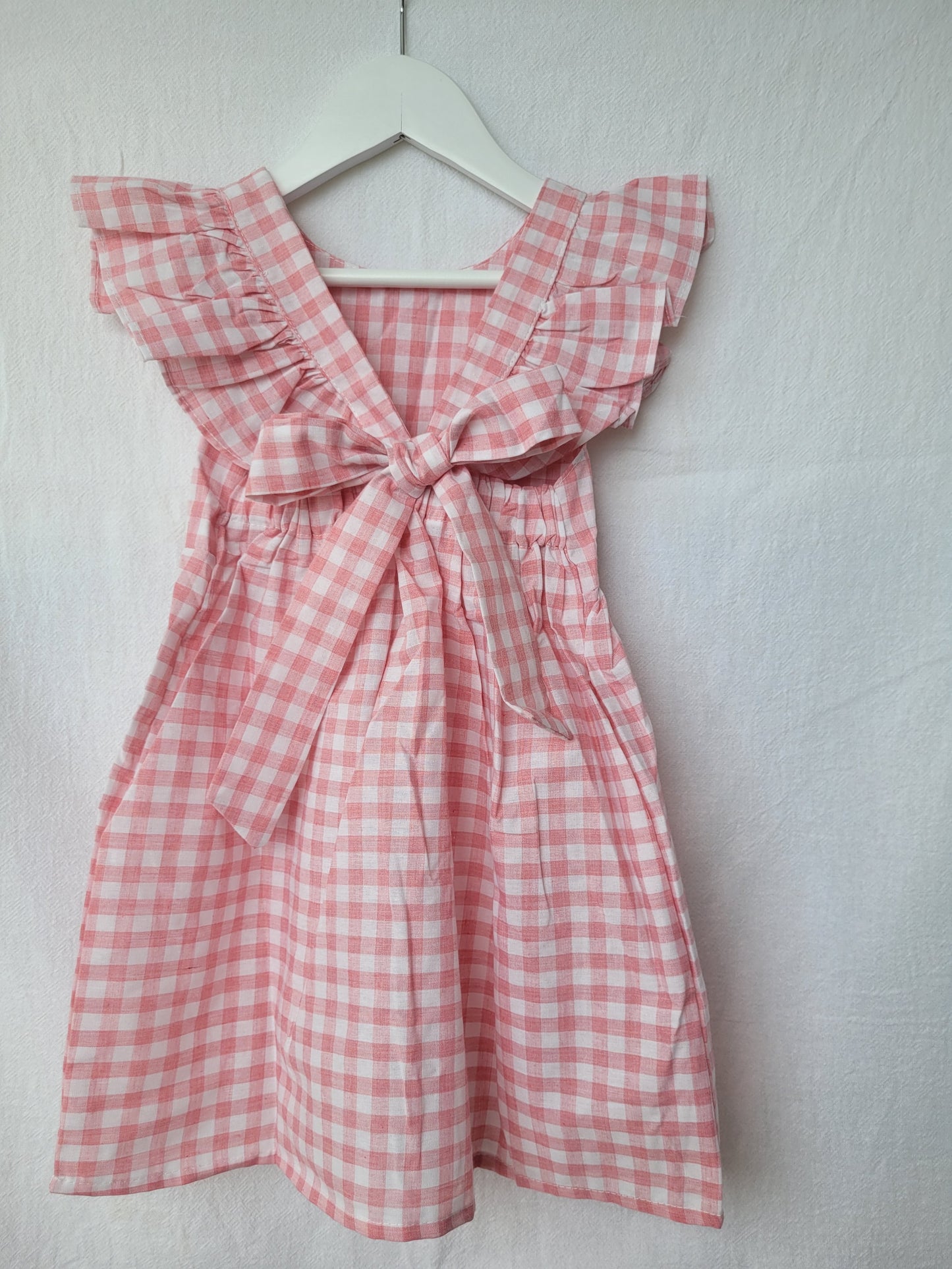 Gingham dress pink and white