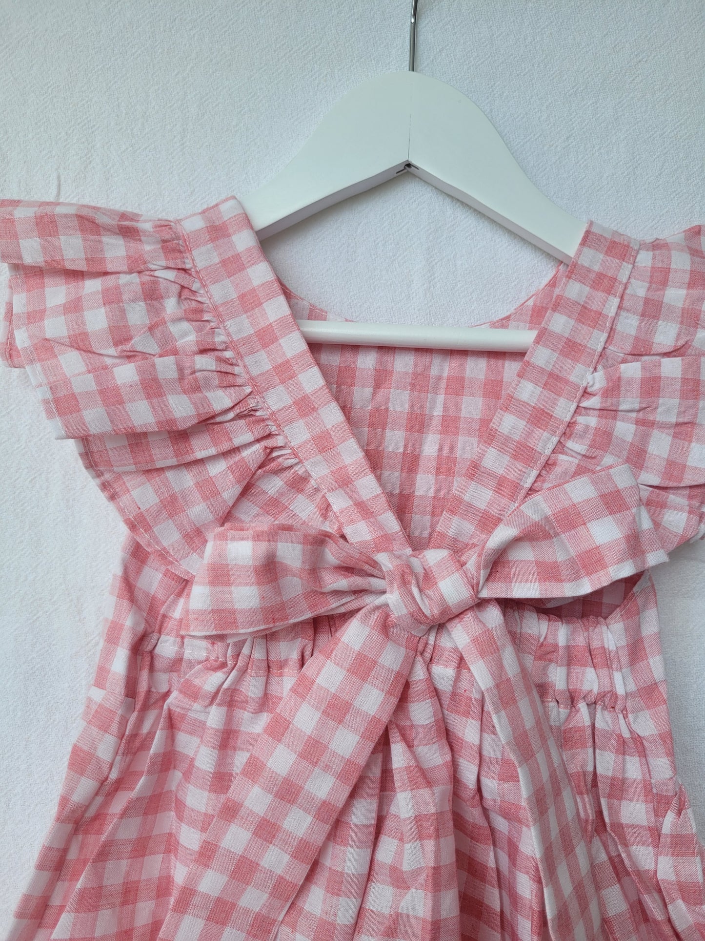 Gingham dress pink and white