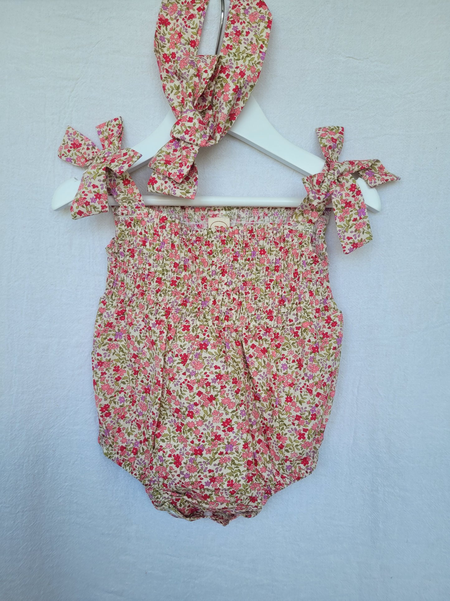 Little pink flower romper baby girl