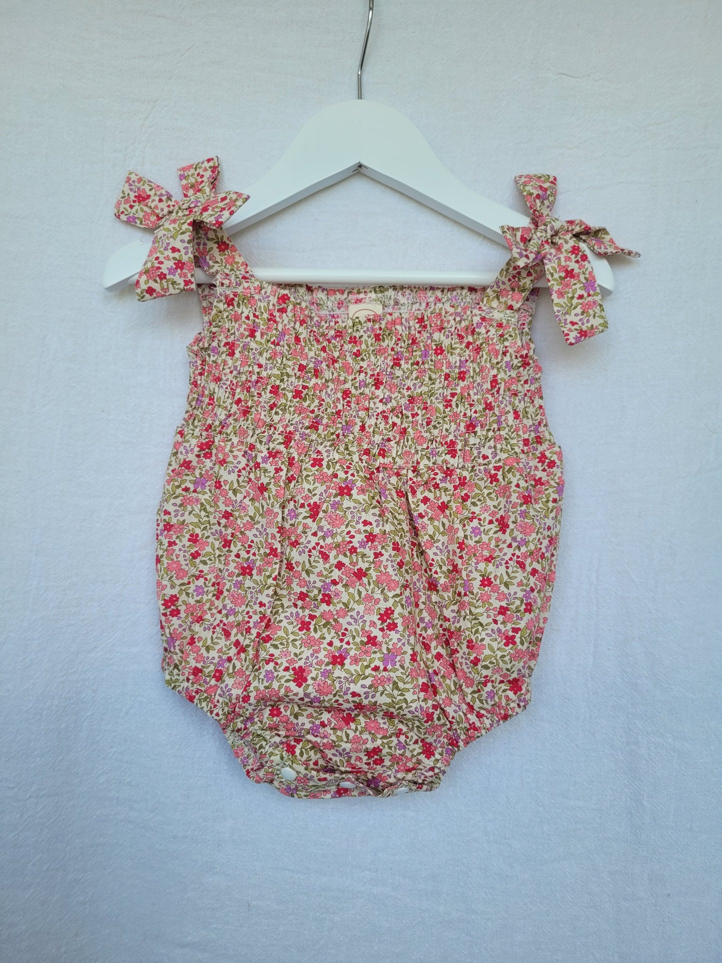 Little pink flower romper baby girl