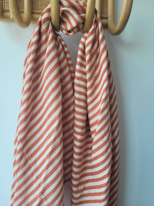 Striped bamboo/cotton swaddle