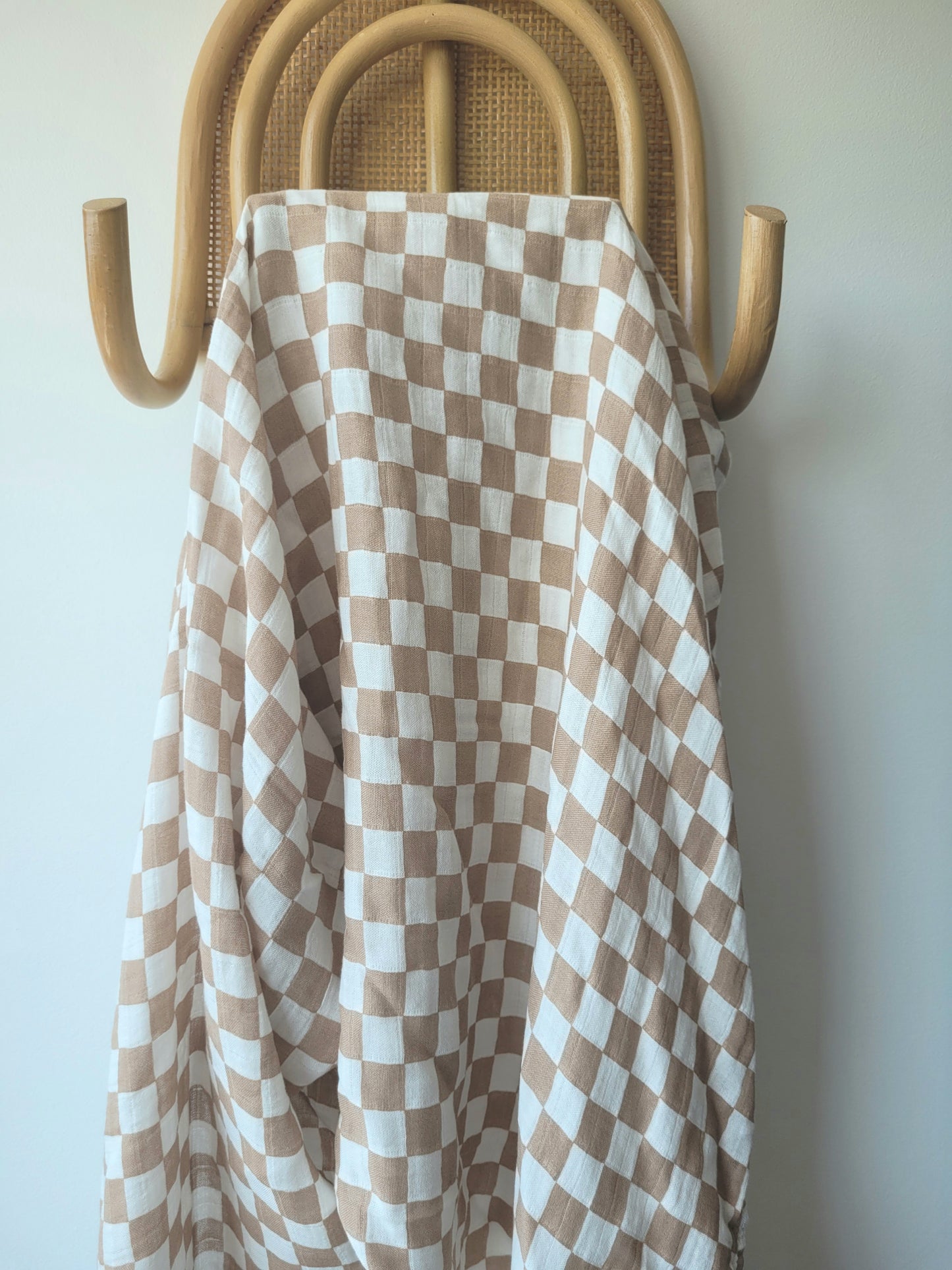 Checkered bamboo/cotton swaddle