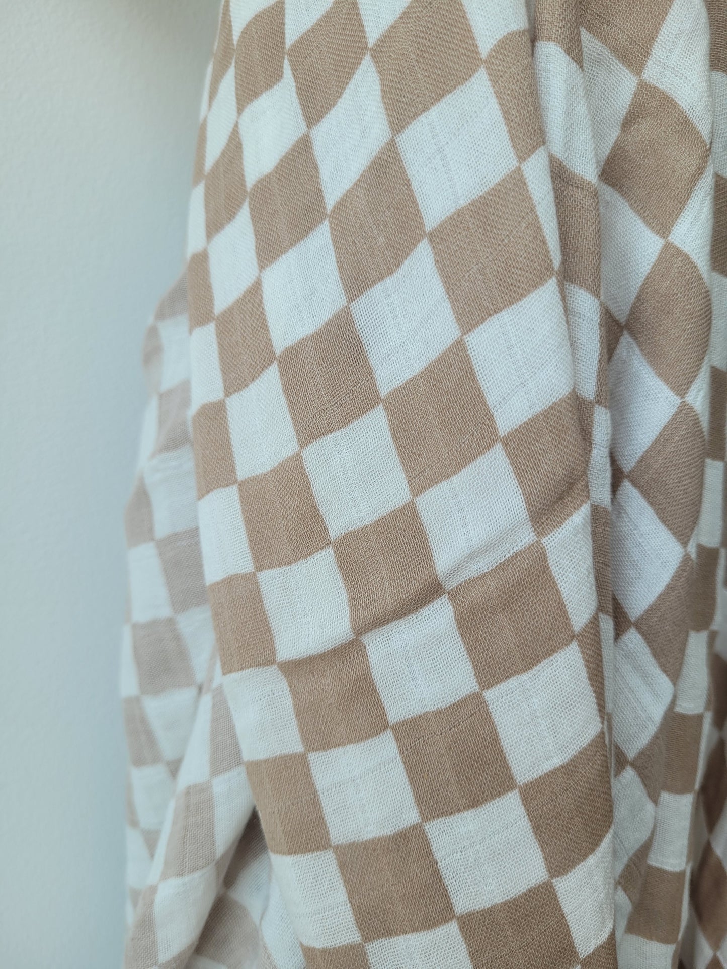 Checkered bamboo/cotton swaddle