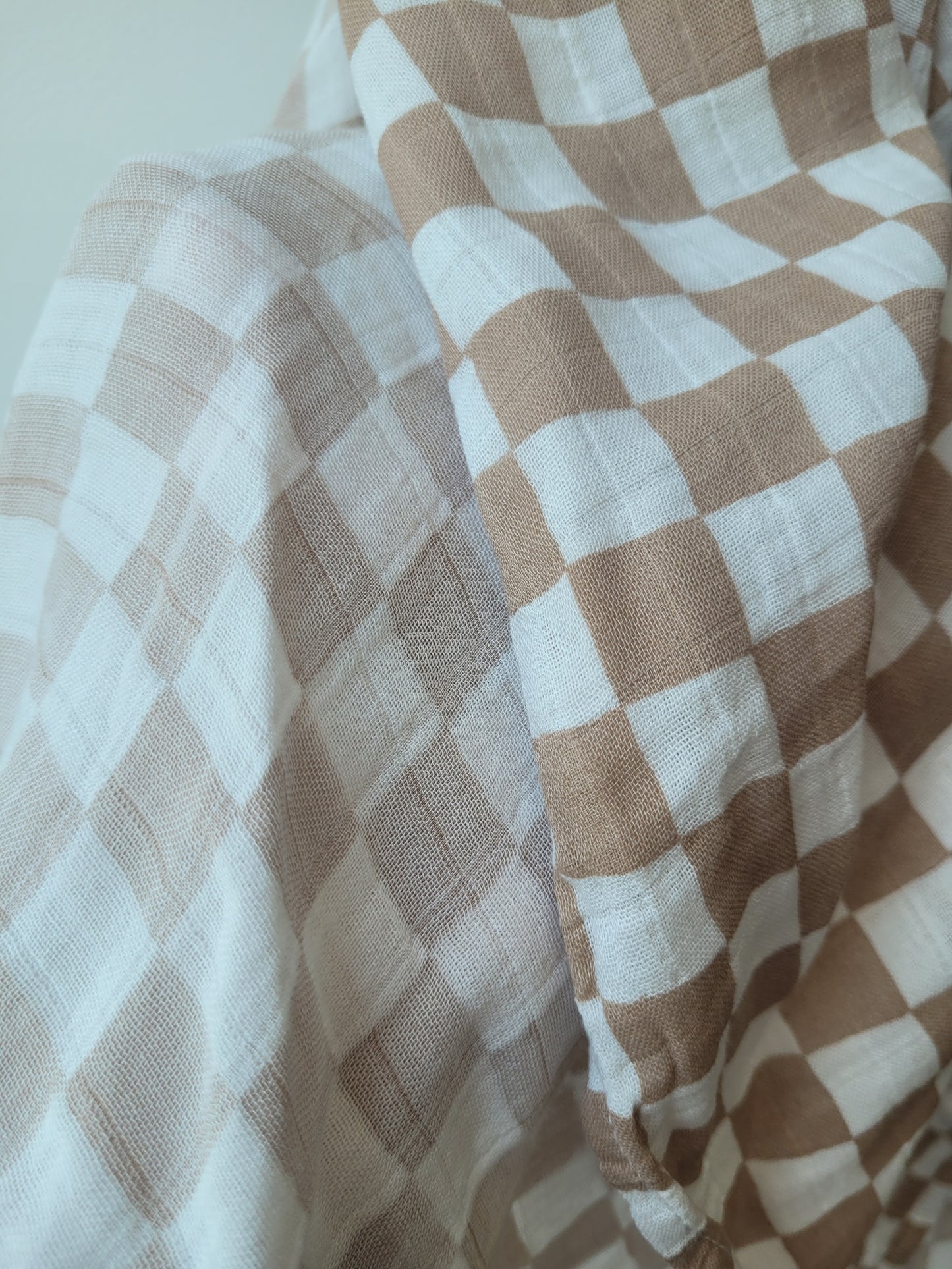 Checkered bamboo/cotton swaddle