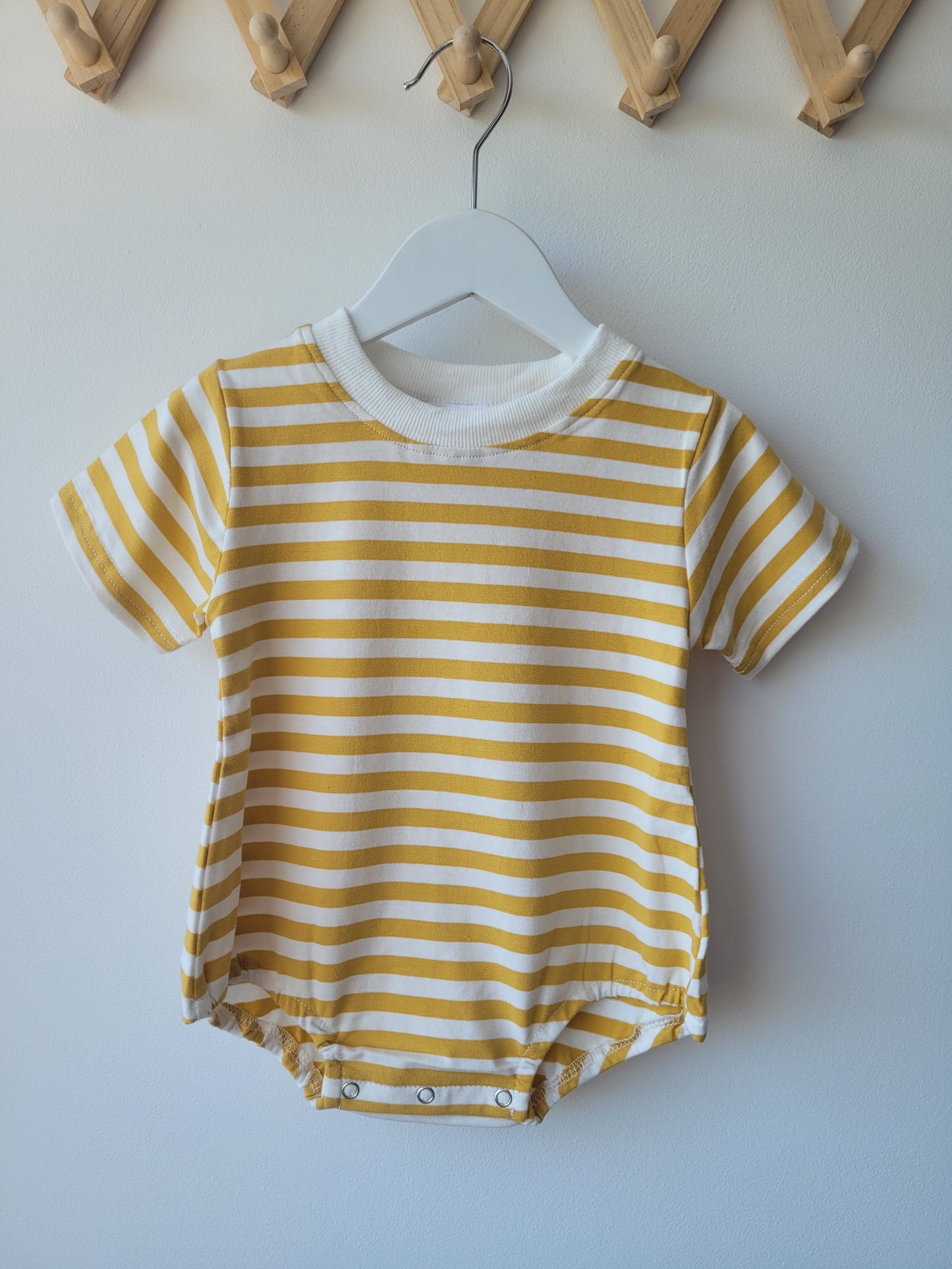 Yellow striped baby romper