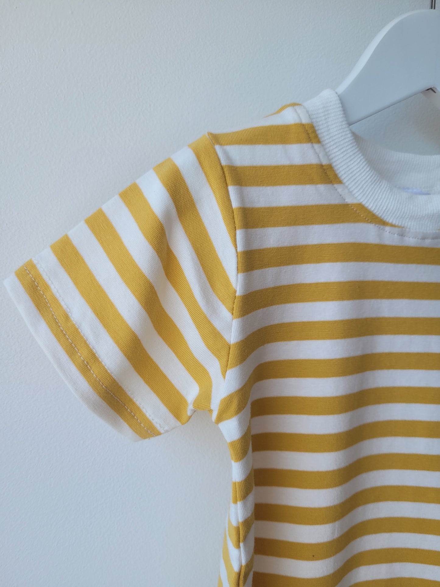 Yellow striped baby romper