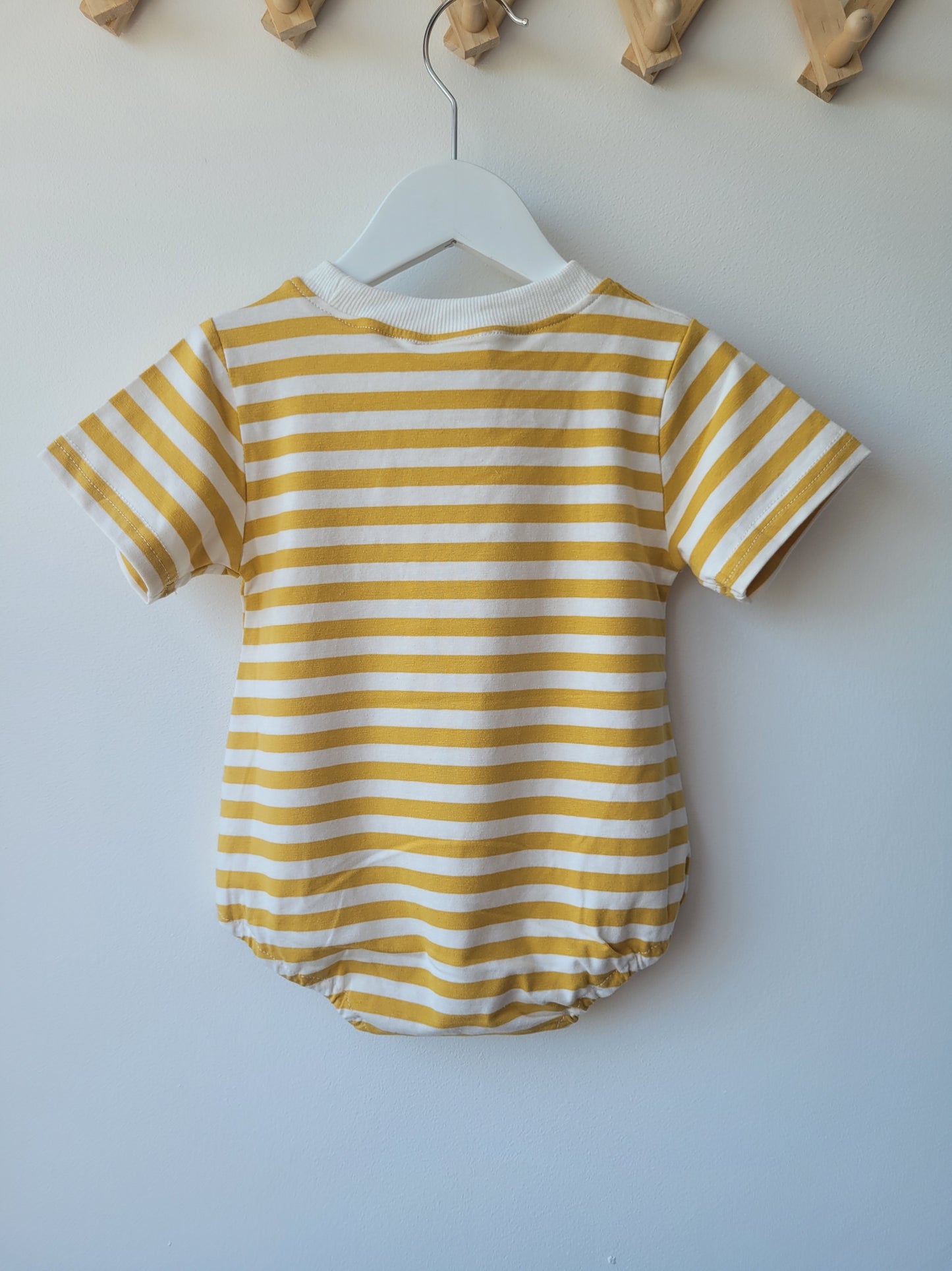 Yellow striped baby romper