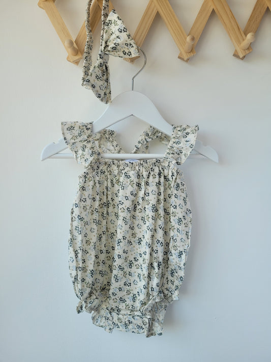 Little blue flowers romper set