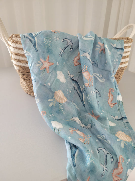 Ocean swaddle bamboo/cotton