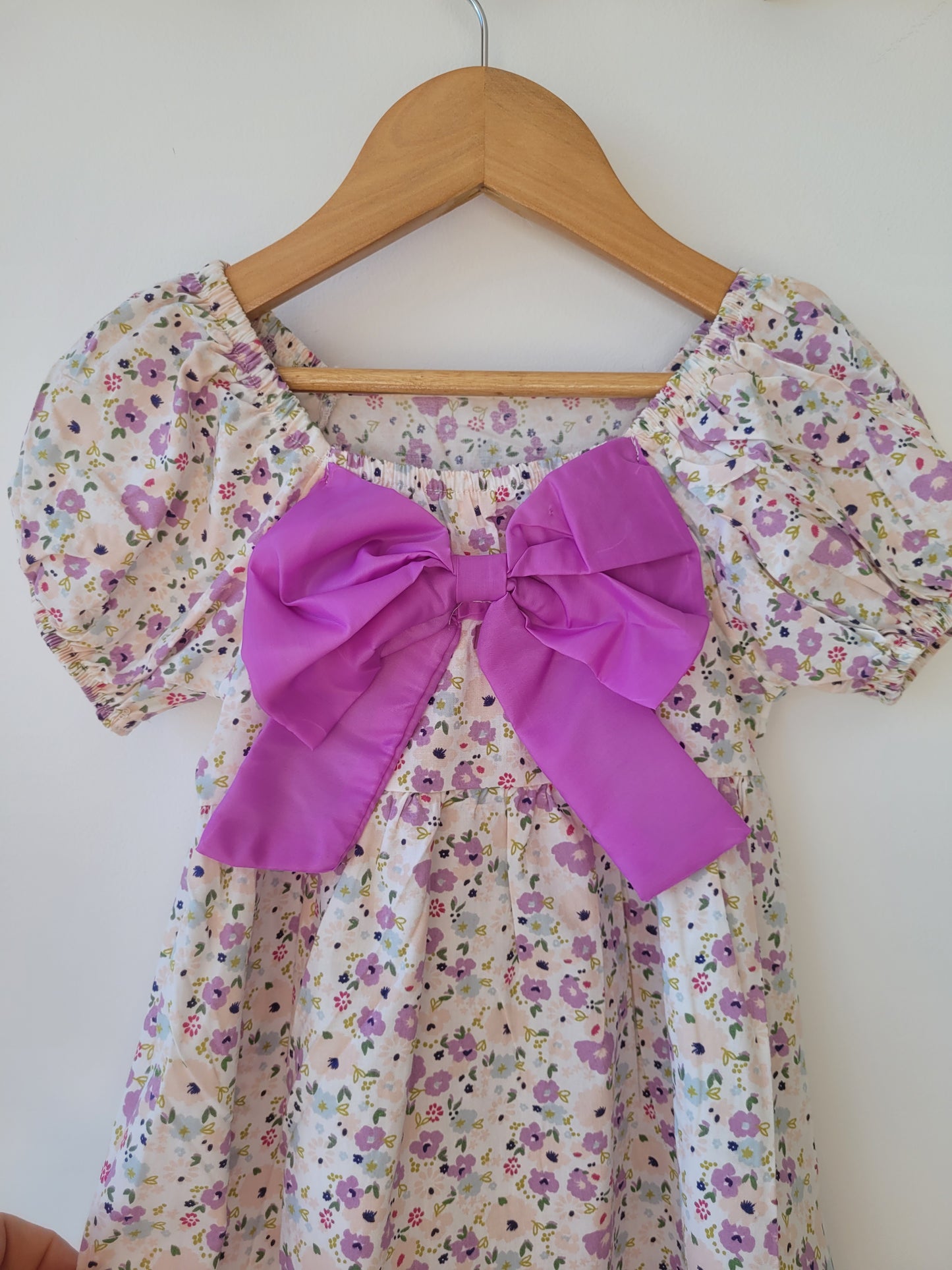 Purple flower dress with bow