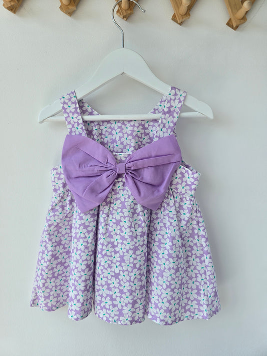 Lilac flower dress with bow