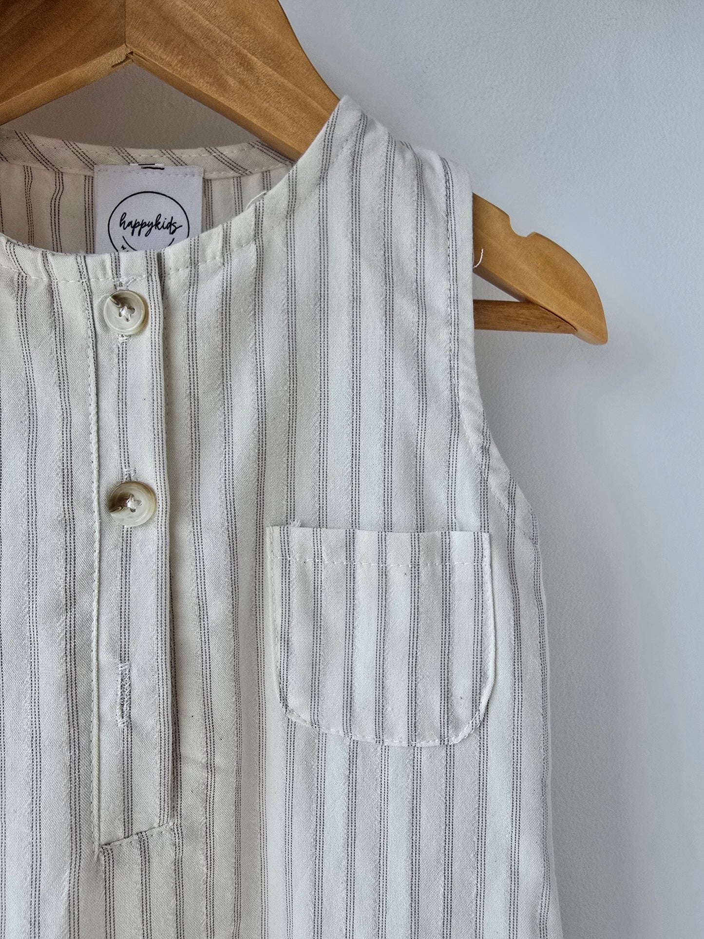 Striped linen romper set