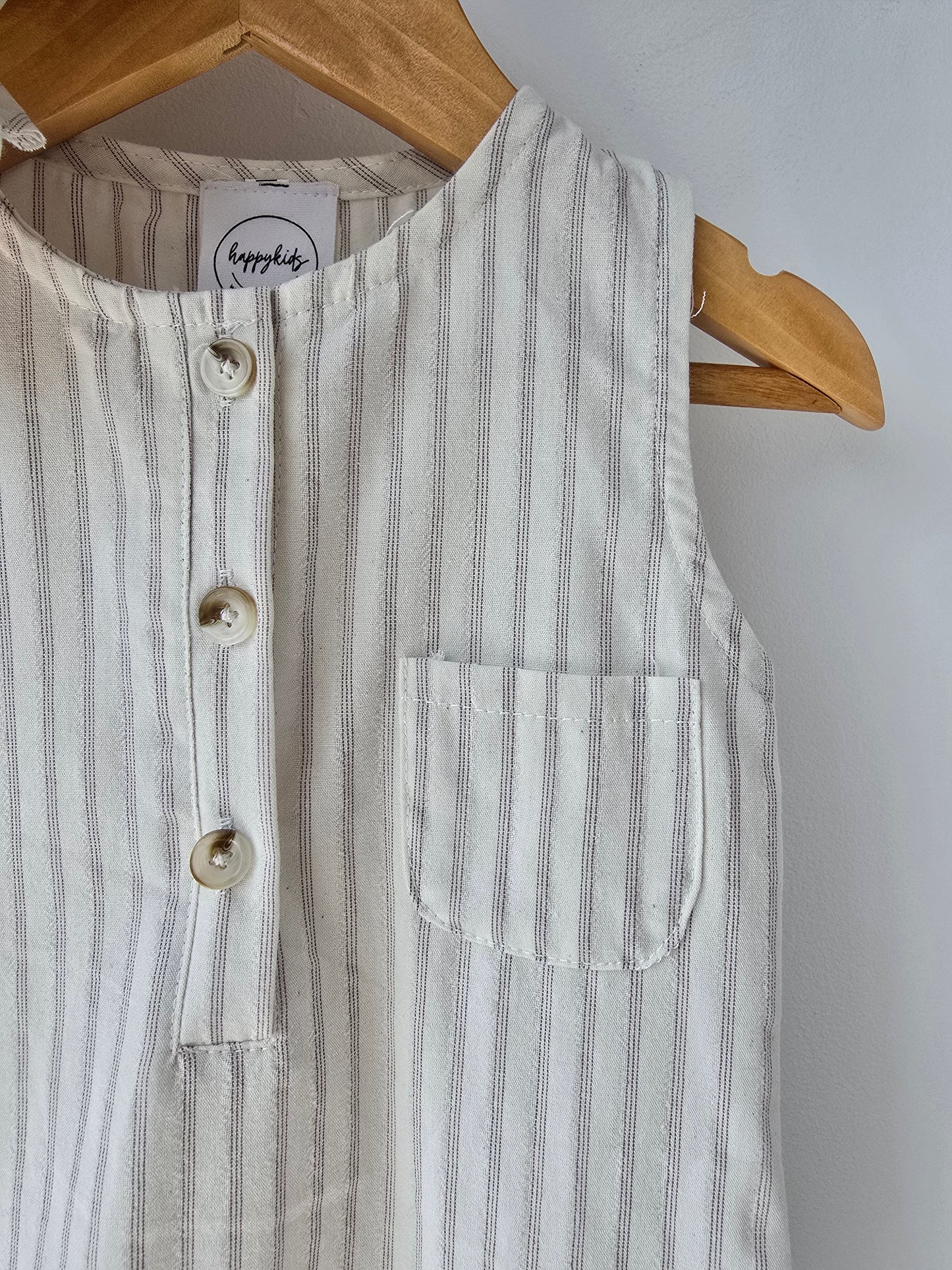 Striped linen romper set