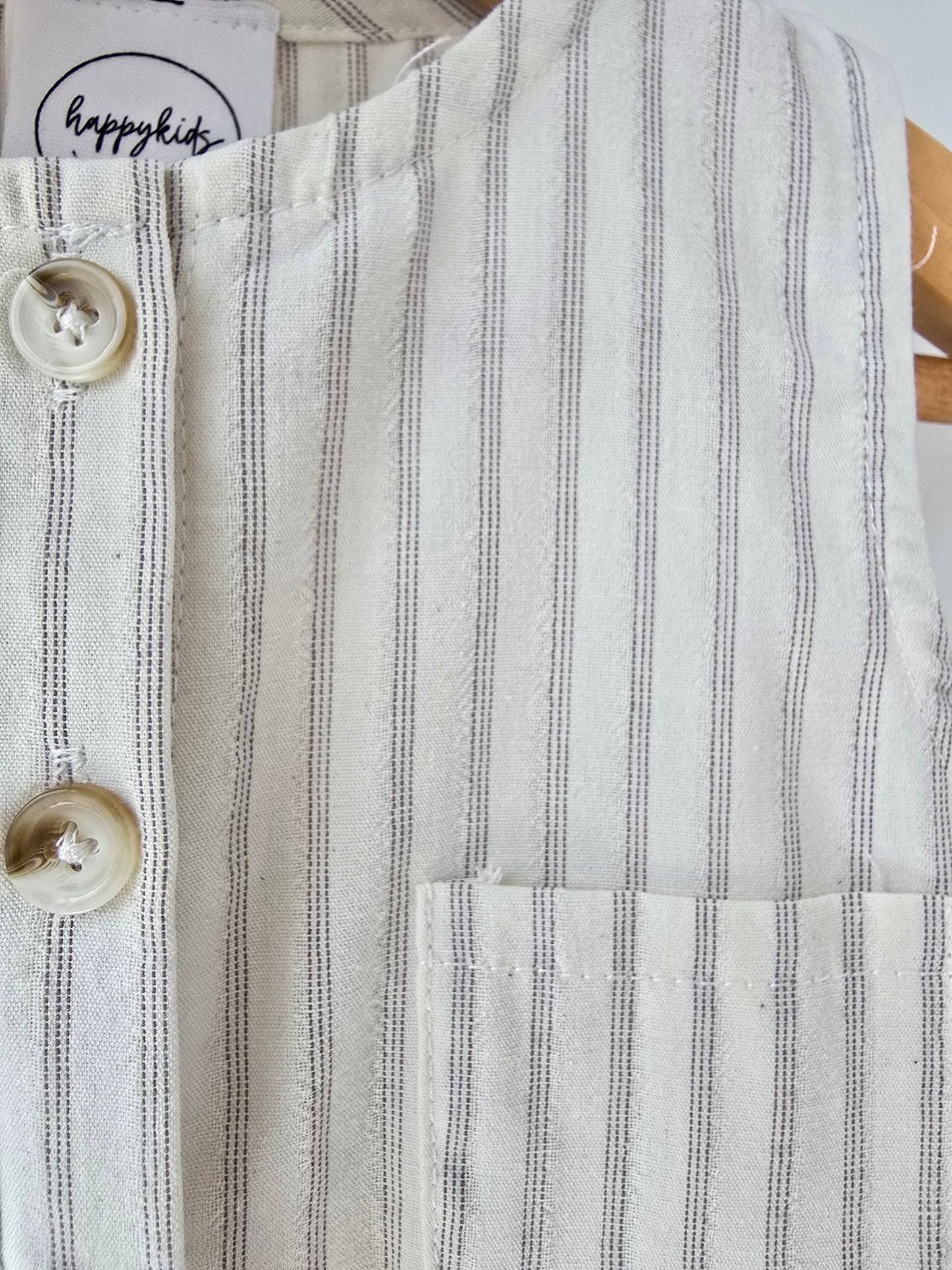 Striped linen romper set