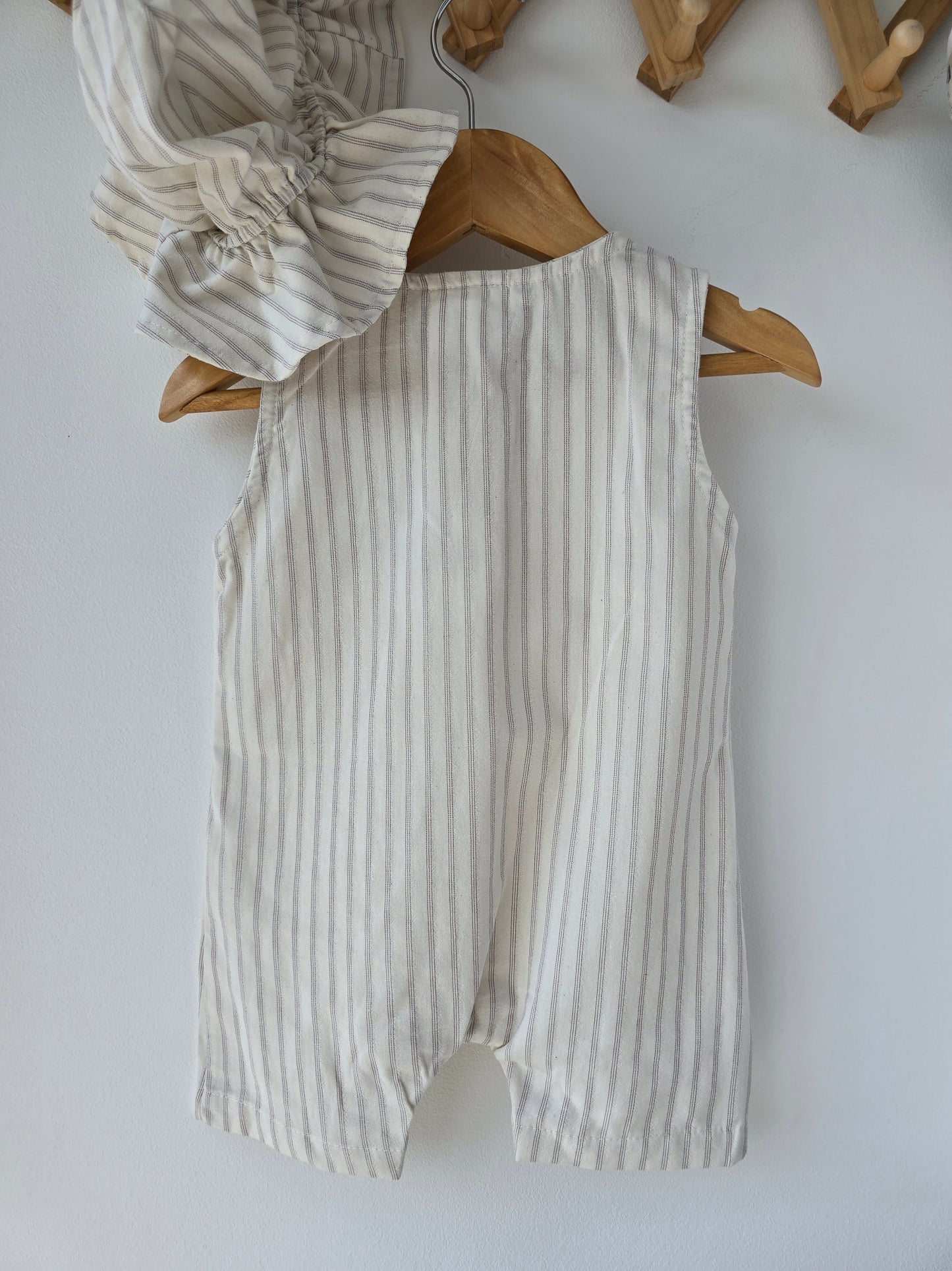 Striped linen romper set