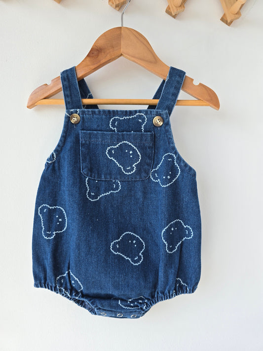 Blue denim teddy romper