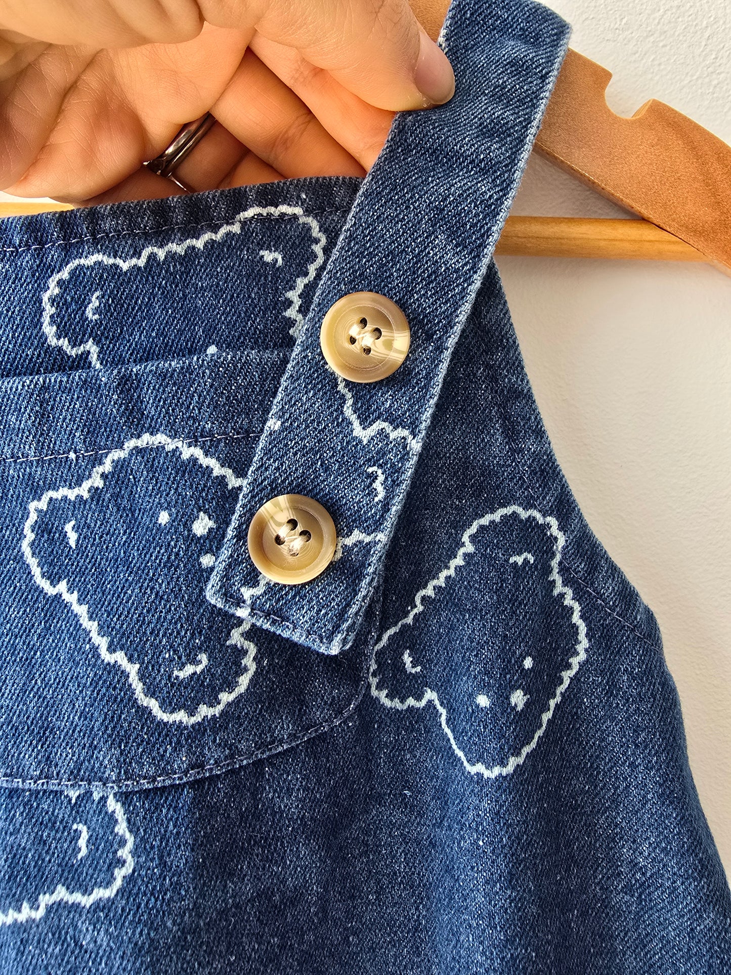 Blue denim teddy romper