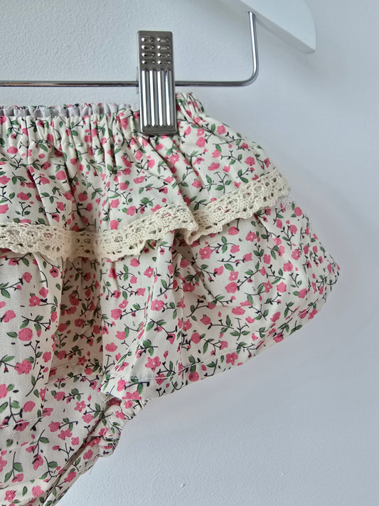 Tiny pink flower baby skirt