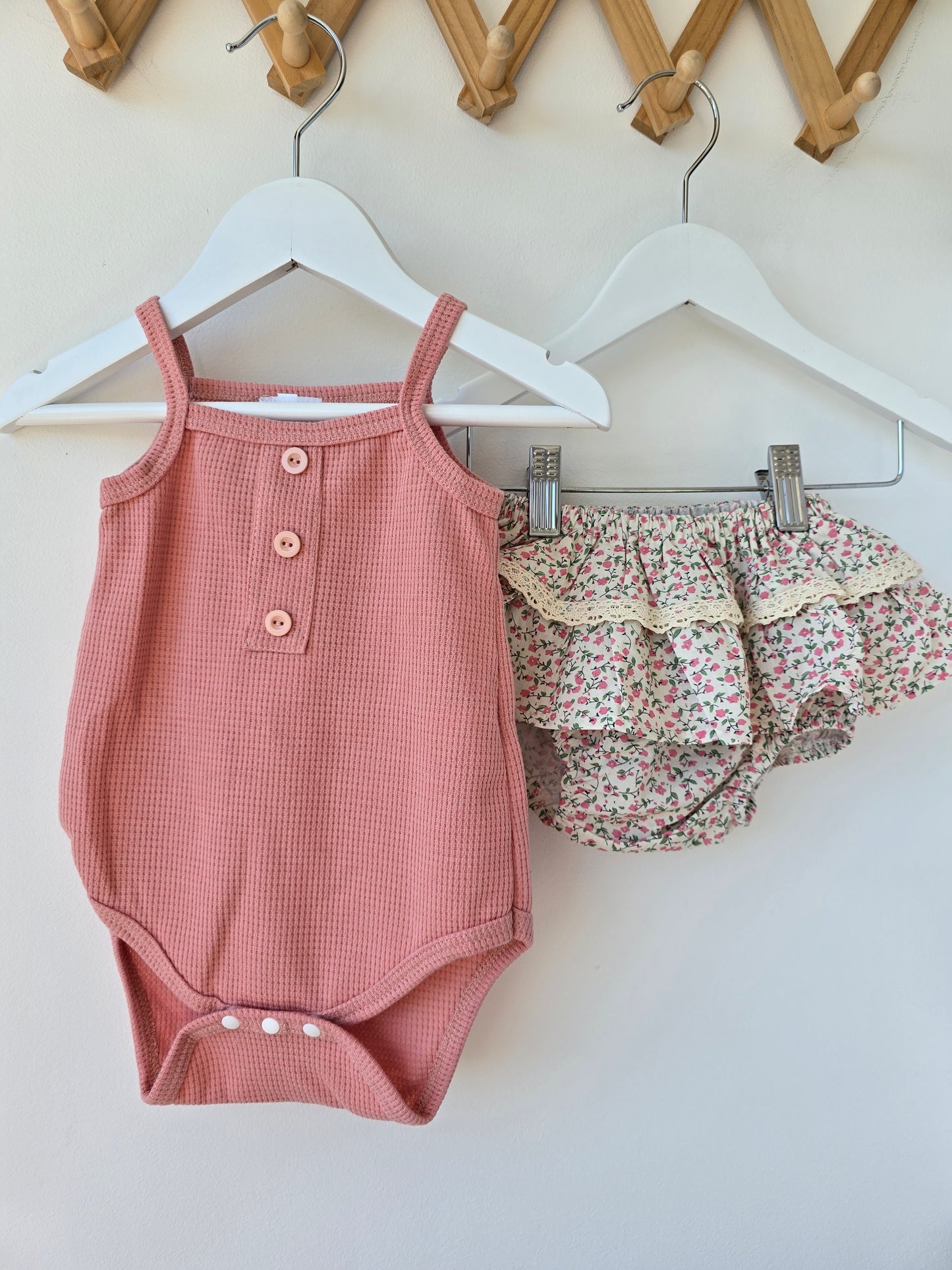 Pink waffle knit bodysuit