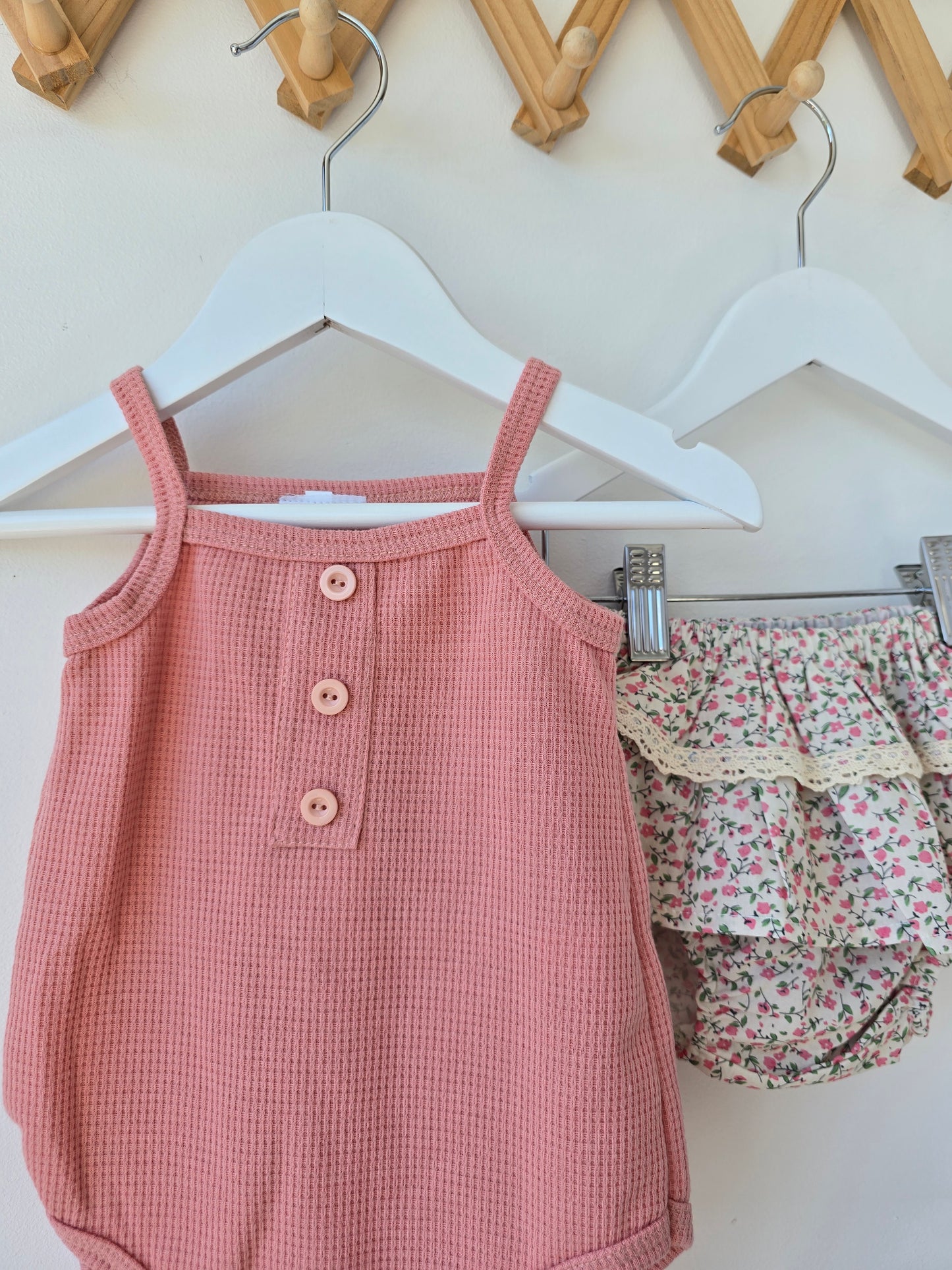 Pink waffle knit bodysuit