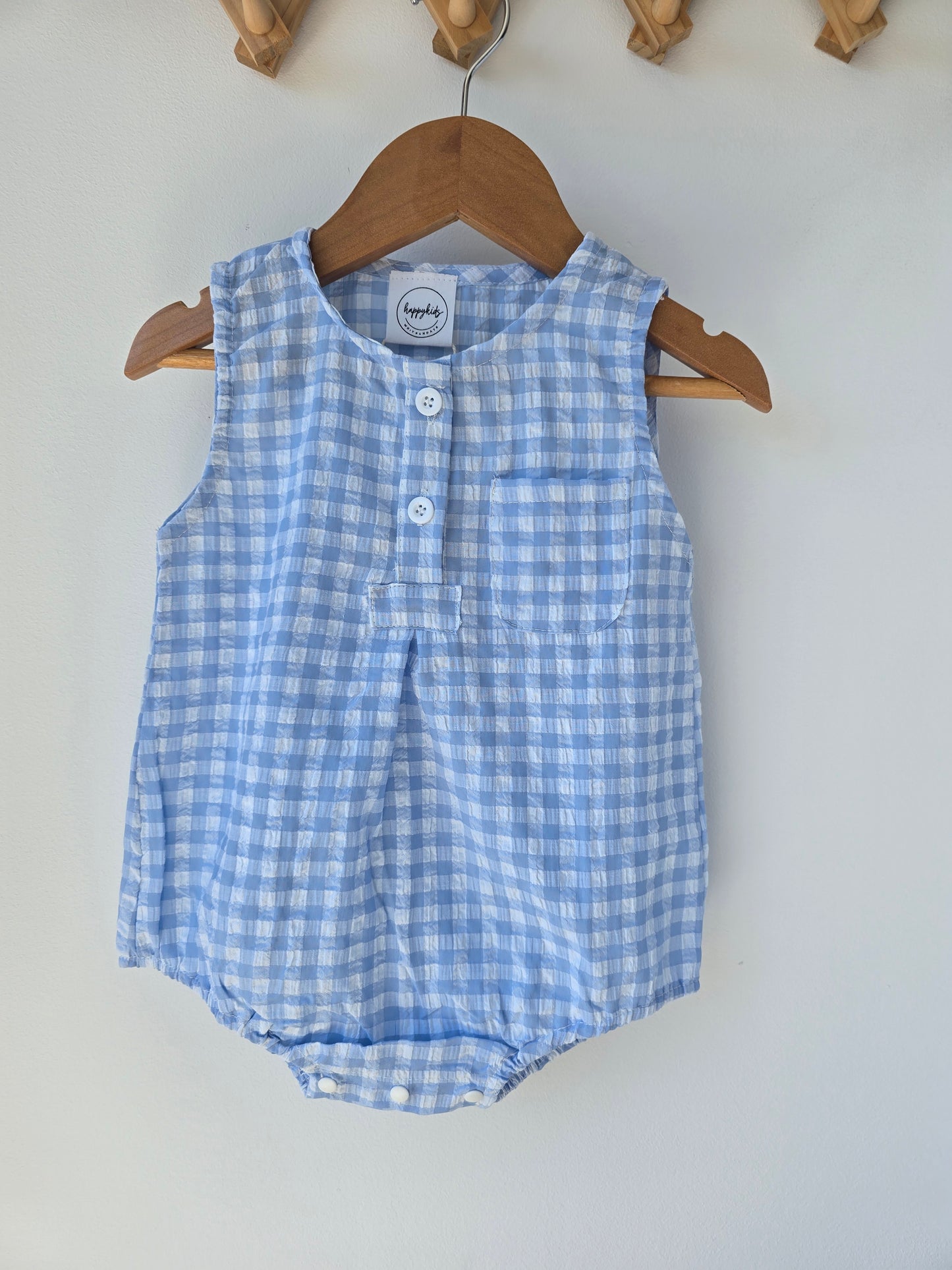 Blue gingham summer romper