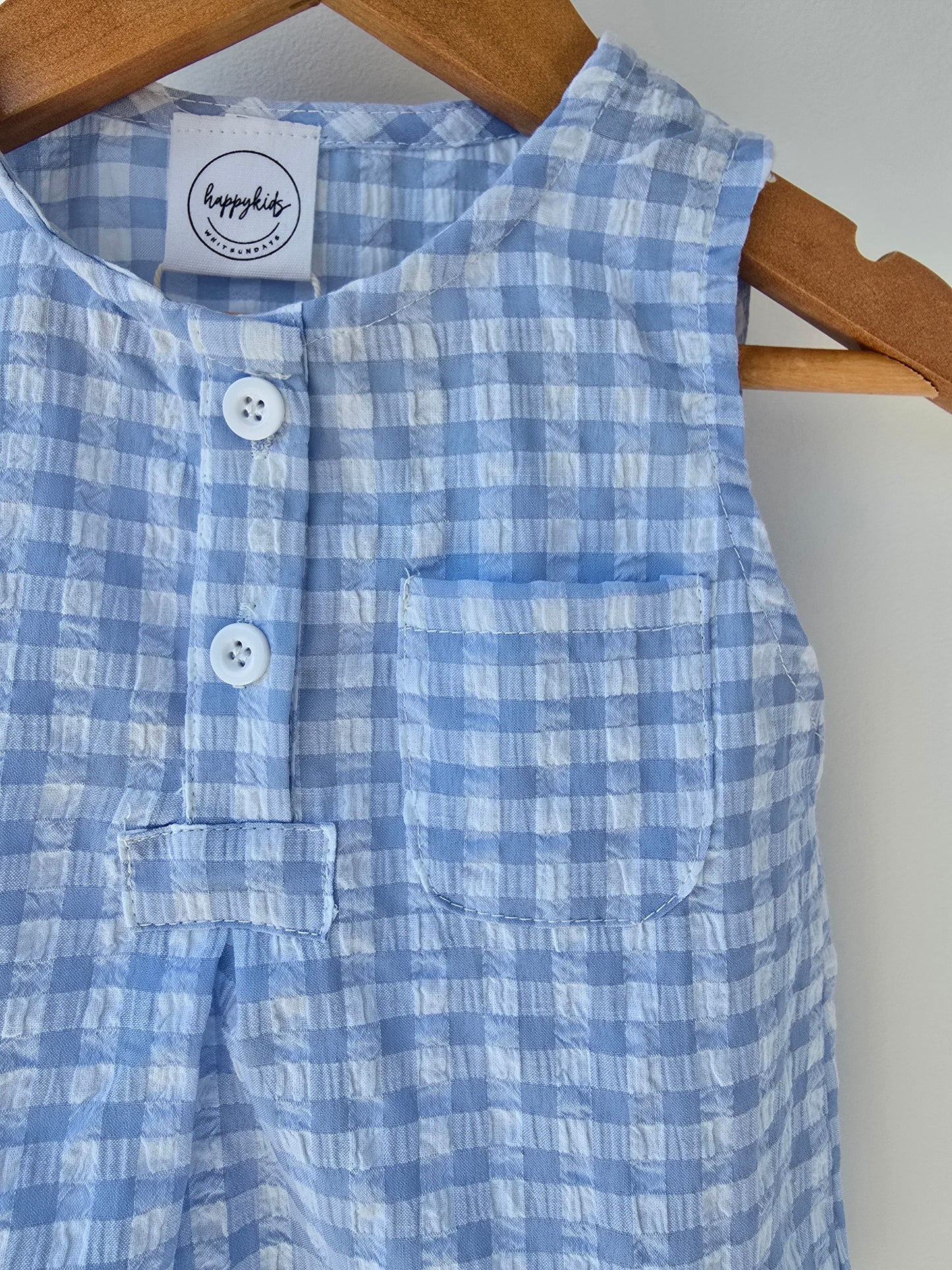 Blue gingham summer romper