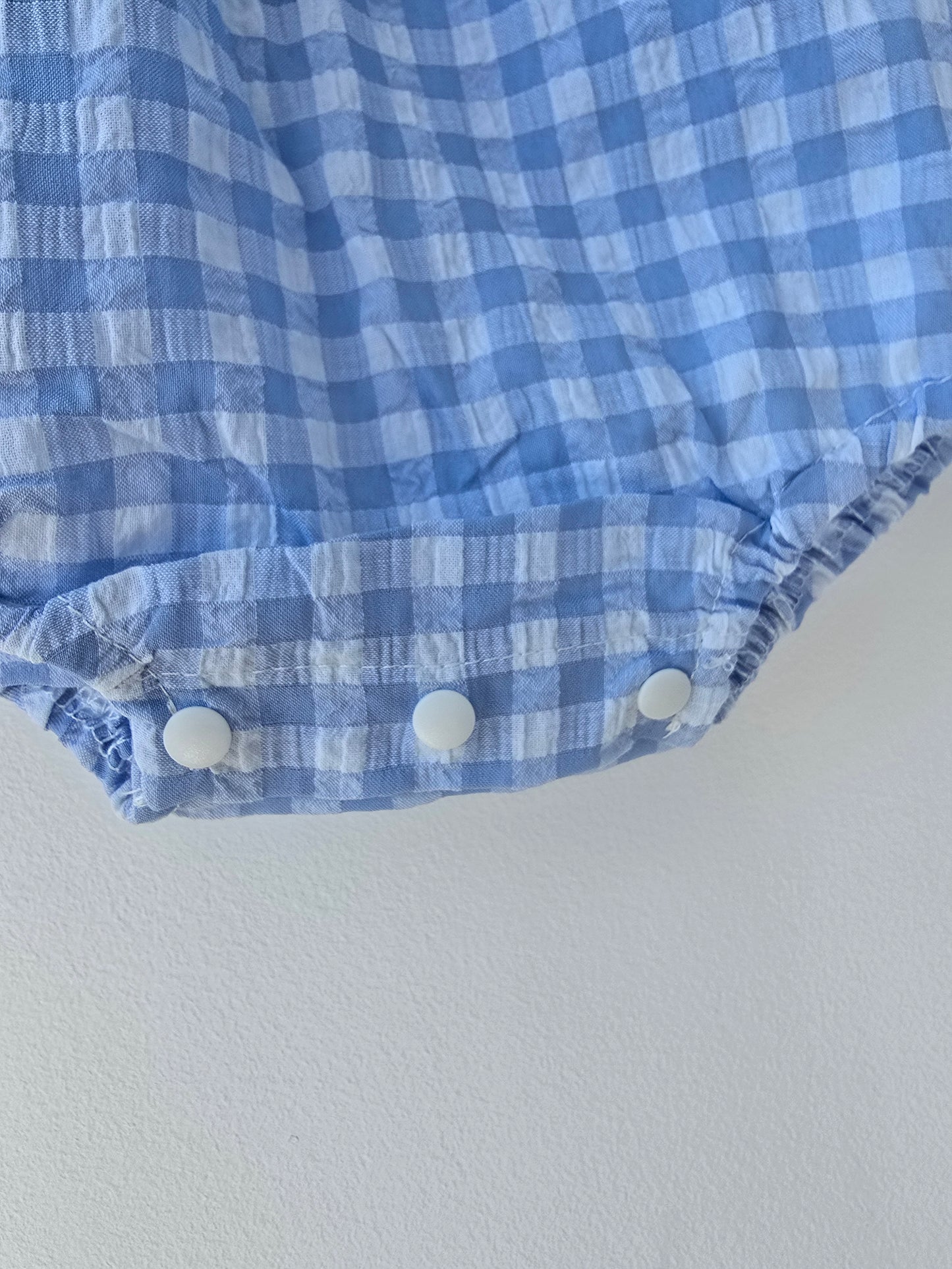 Blue gingham summer romper