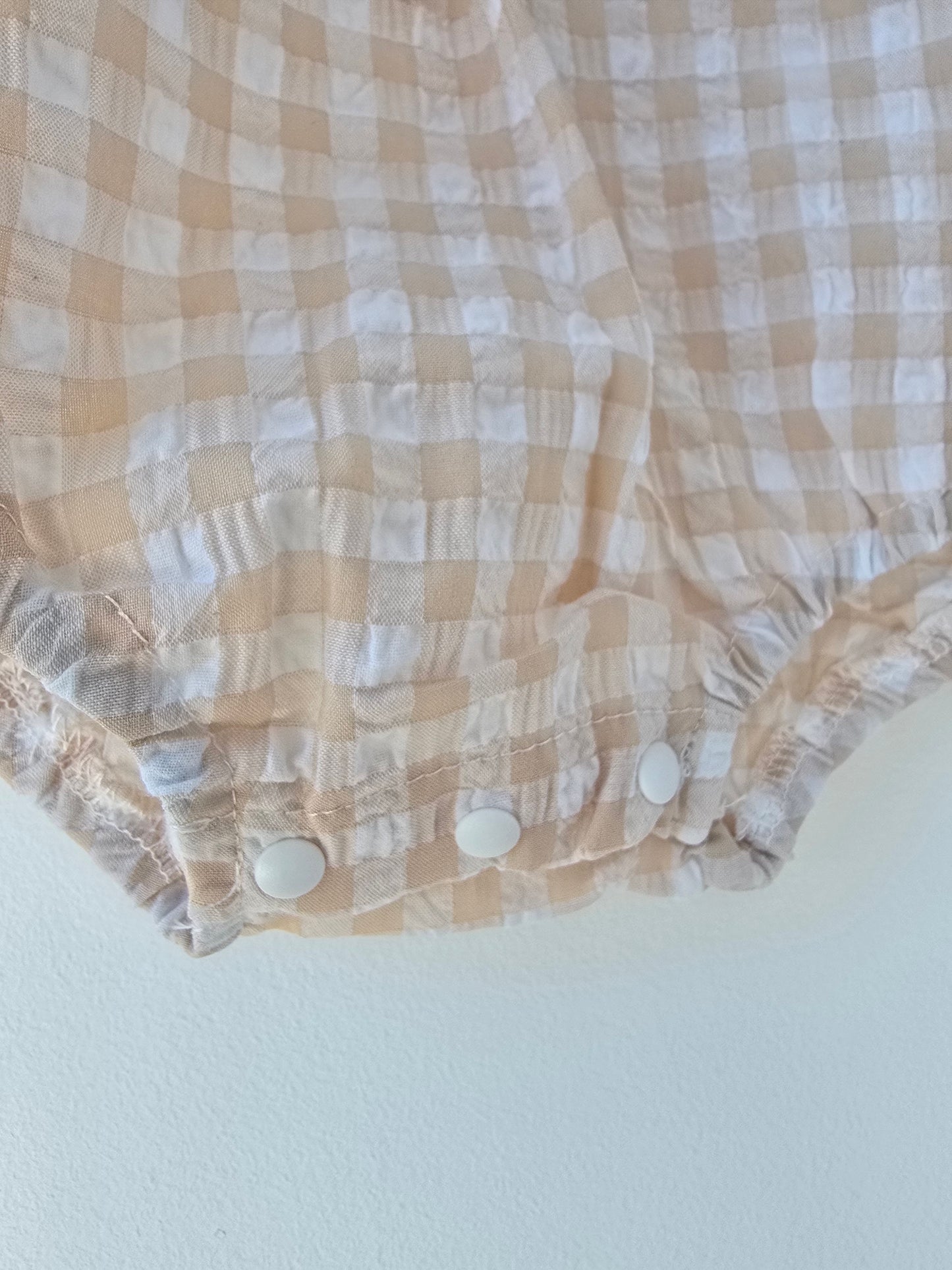 Apricot gingham summer romper