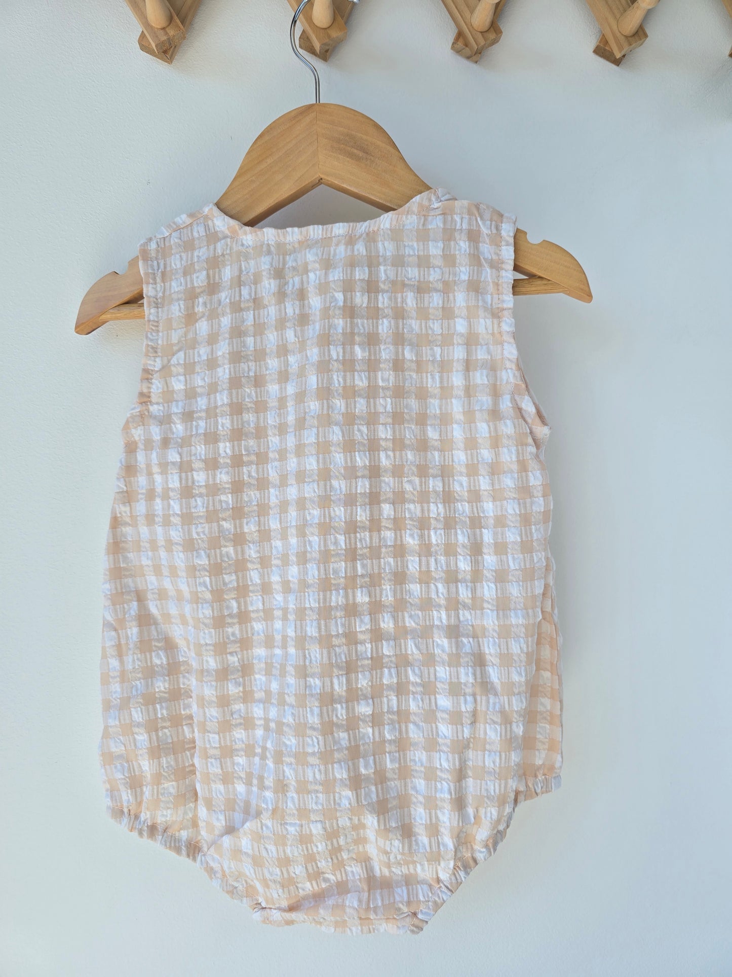 Apricot gingham summer romper
