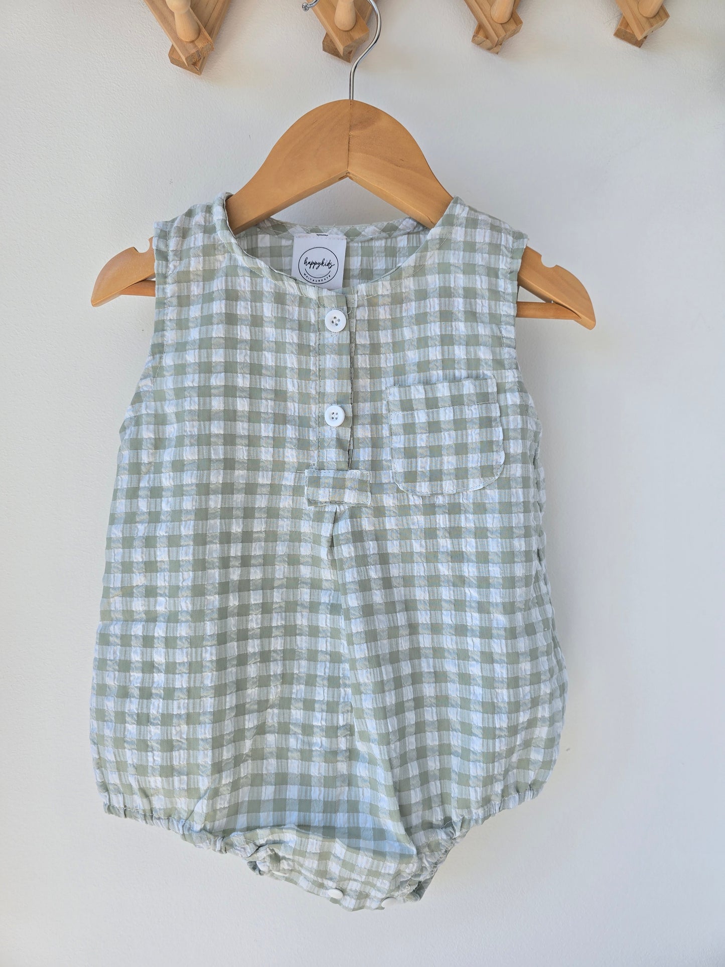 Green gingham summer romper