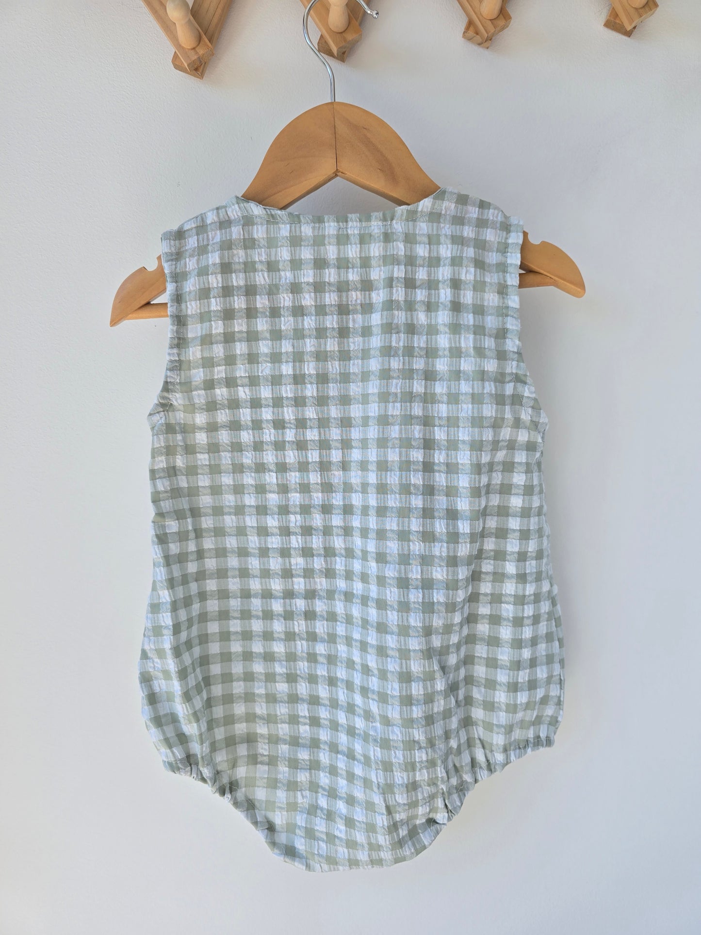 Green gingham summer romper