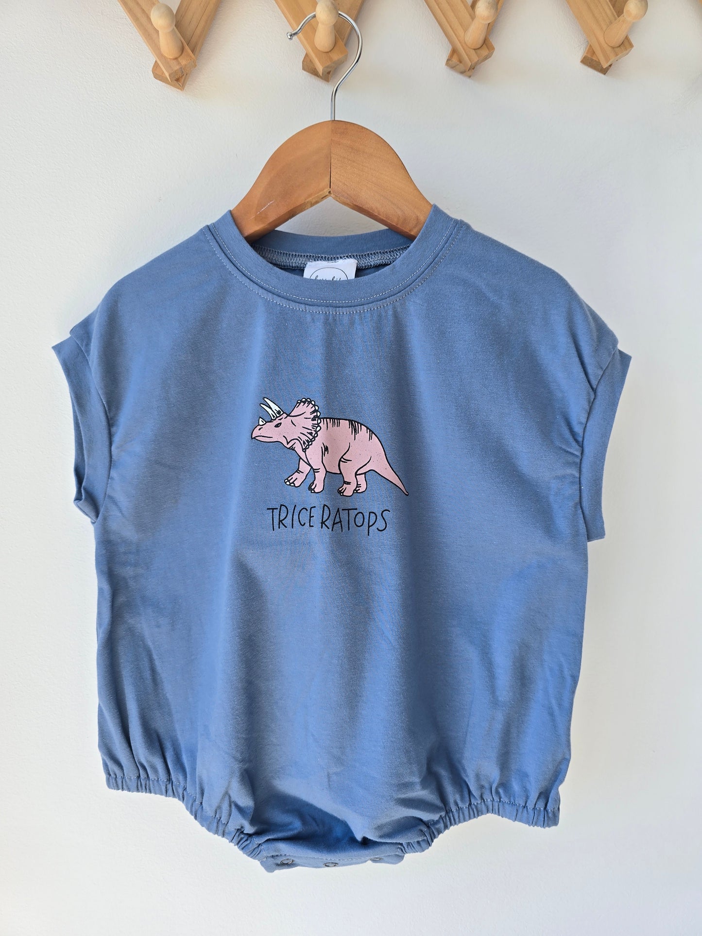 Blue TRICERATOPS romper
