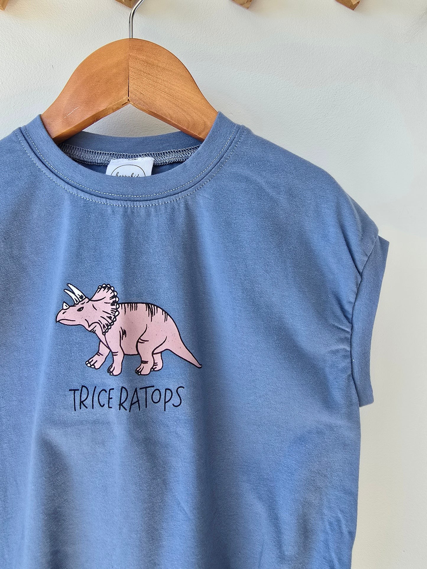 Blue TRICERATOPS romper