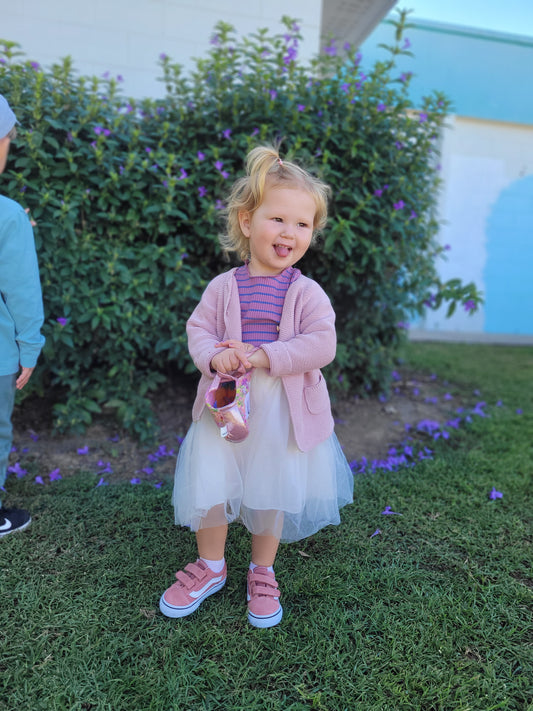 Berry stripes tulle dress