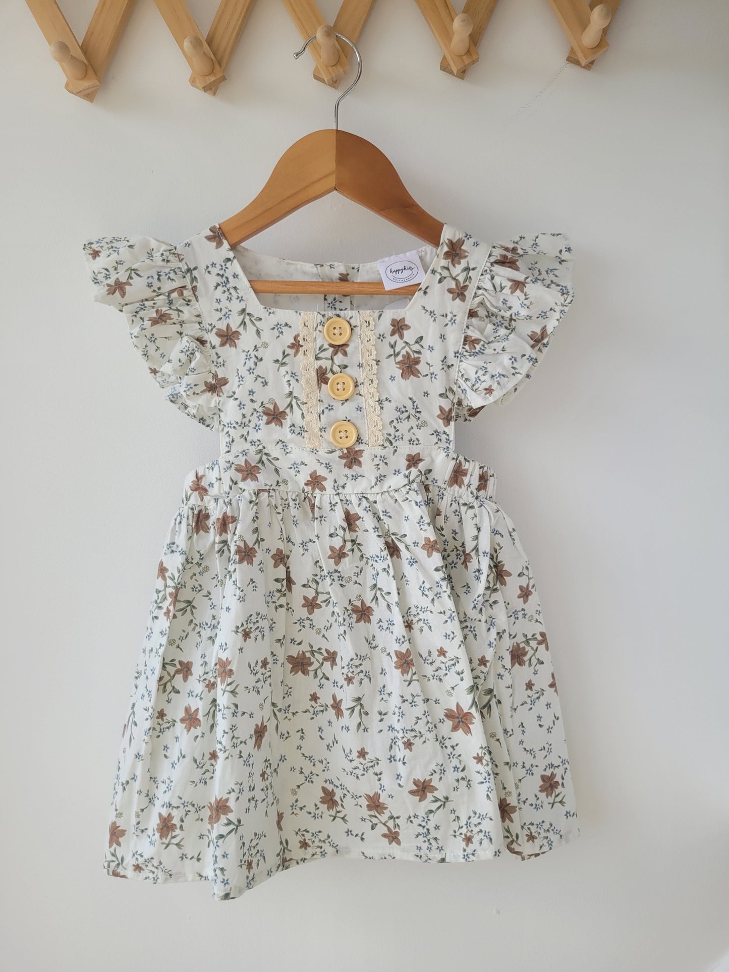 Brown flower dress with opening