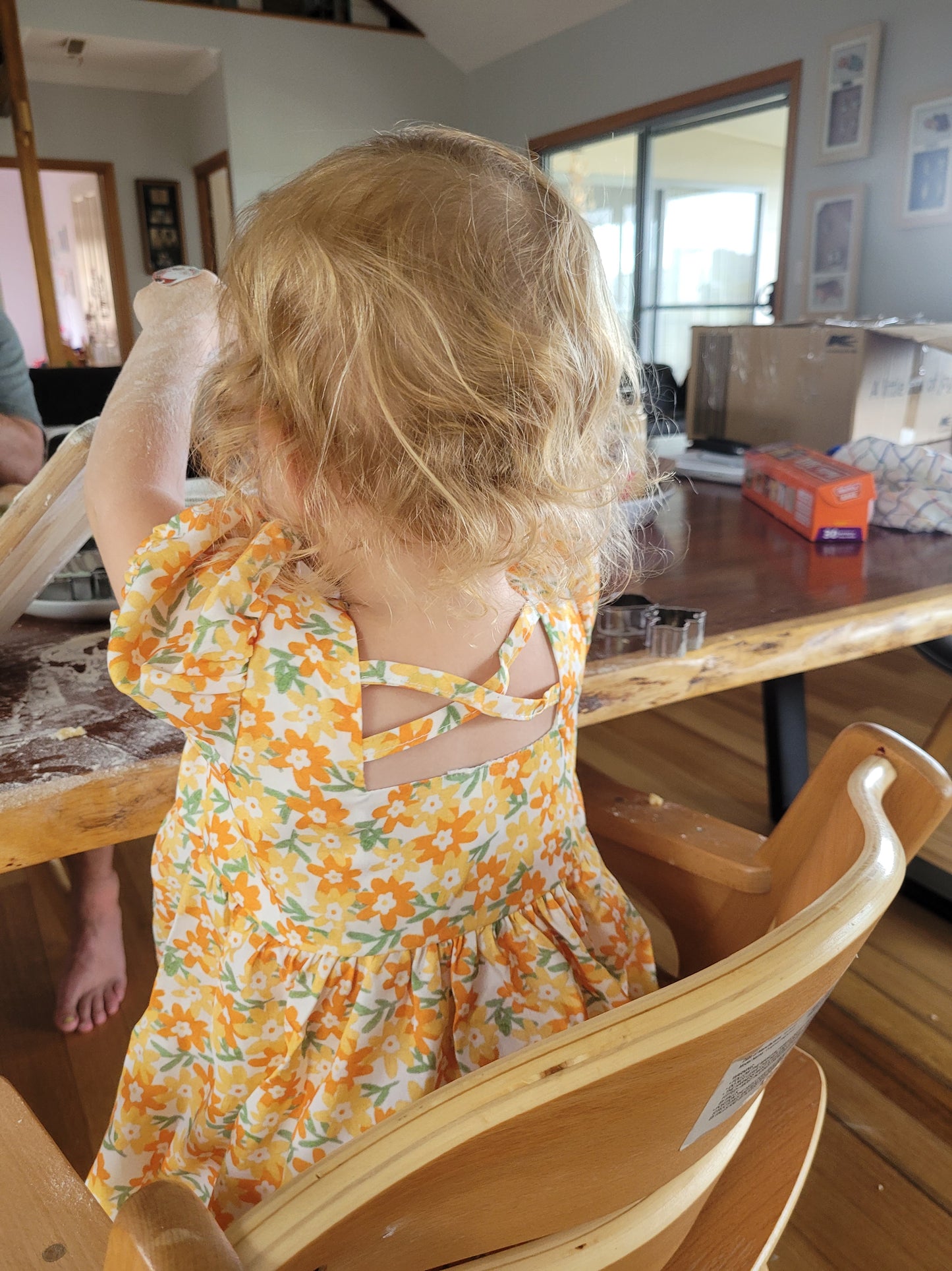 Yellow flower summer dress