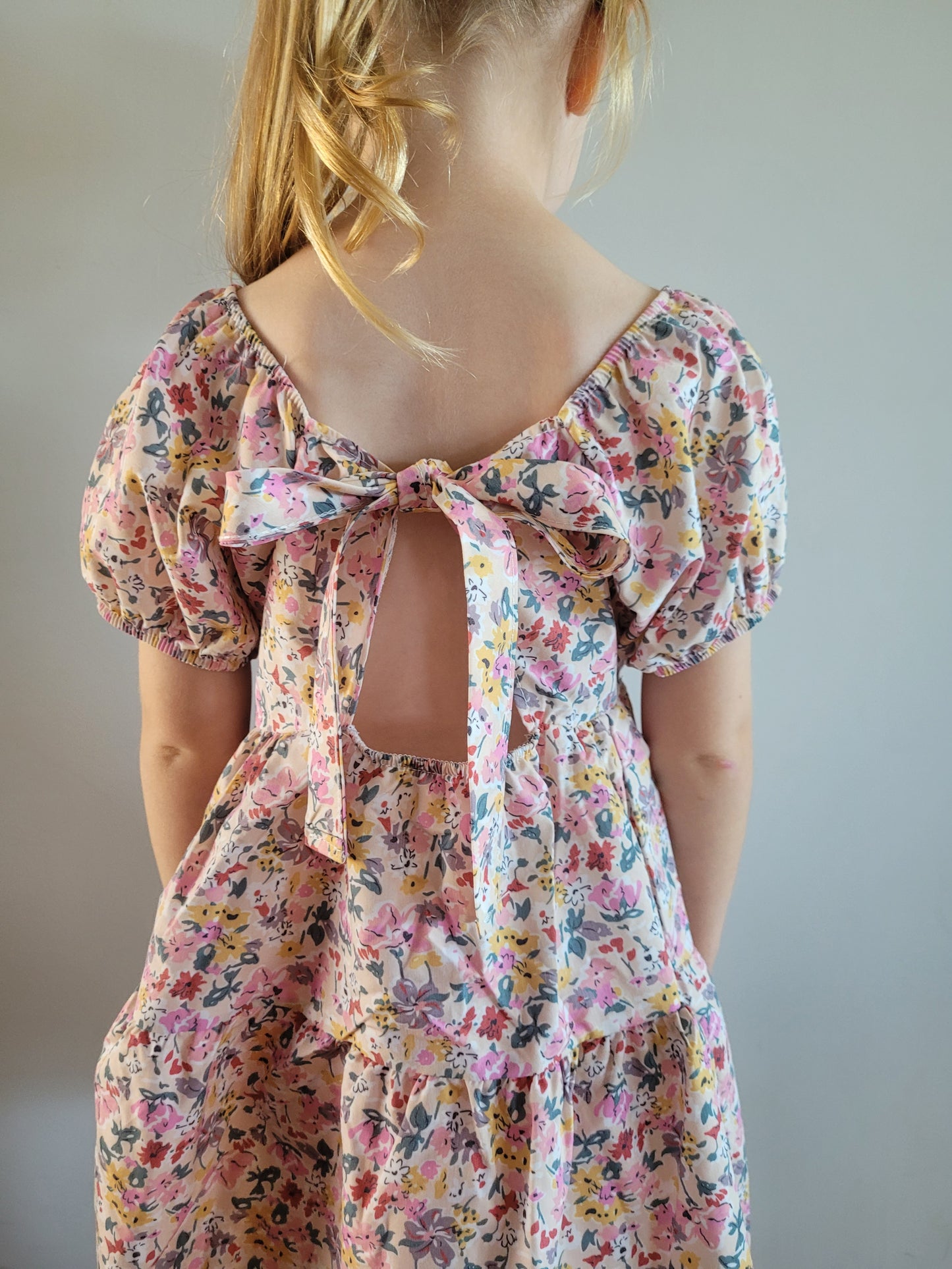 Flower dress pink with bow