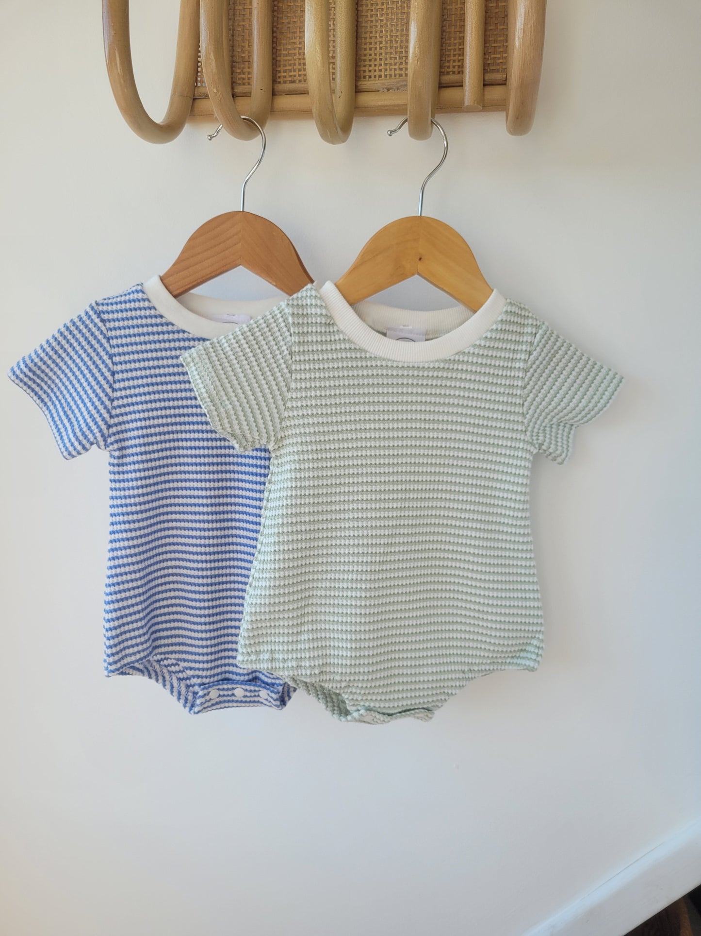 Aqua stripes rib romper