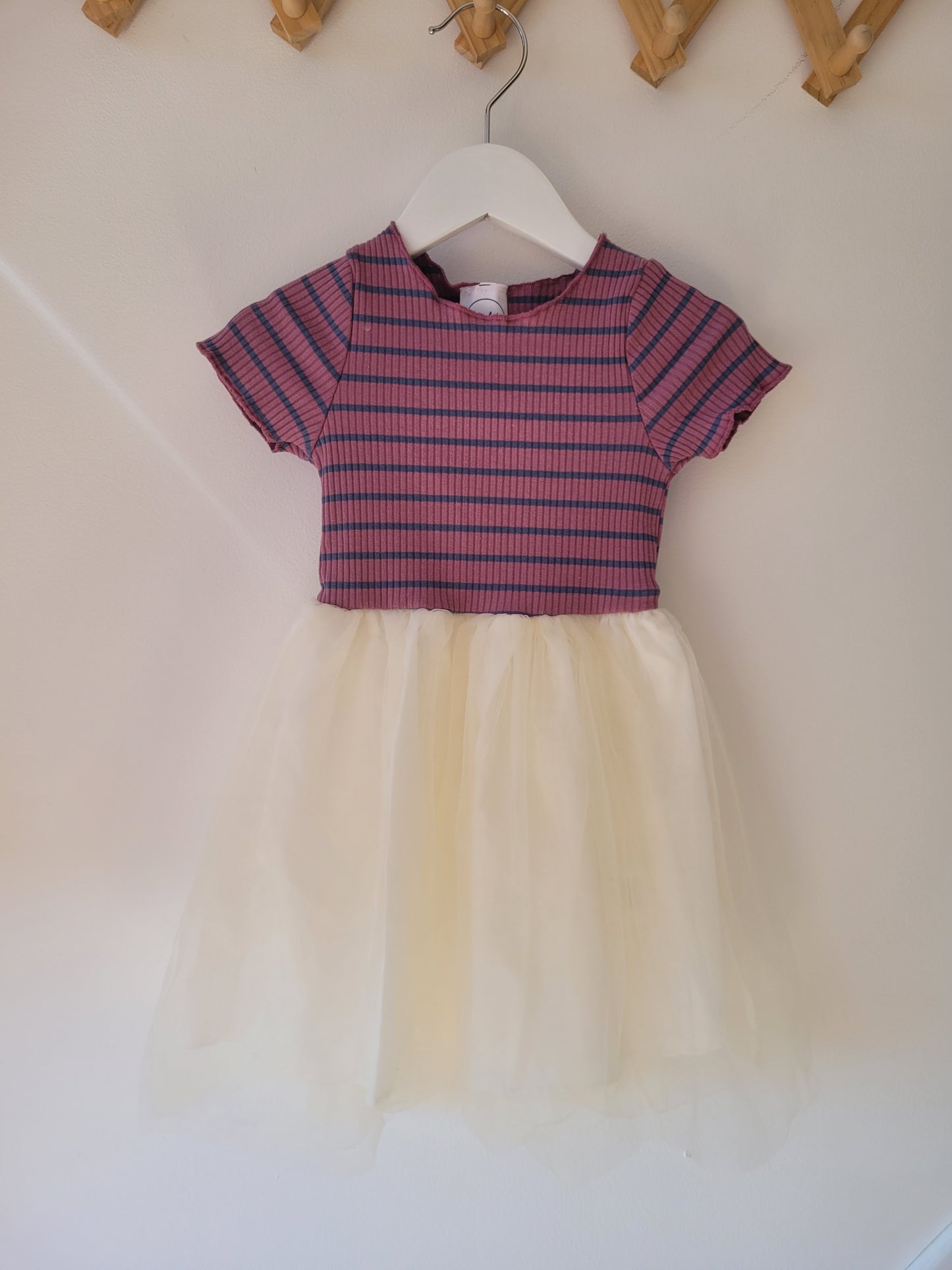 Berry stripes tulle dress