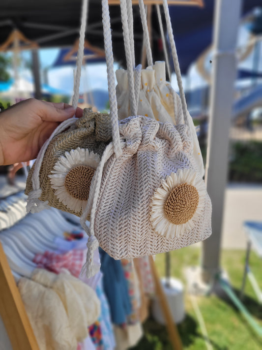 Woven sunflower handbag